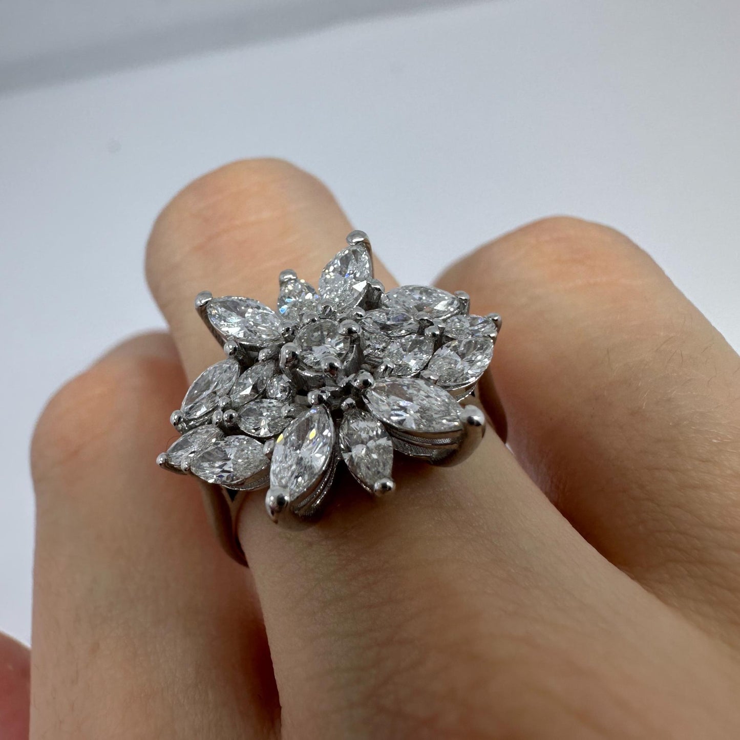 18K White Gold Marquise Cut Diamond Ring