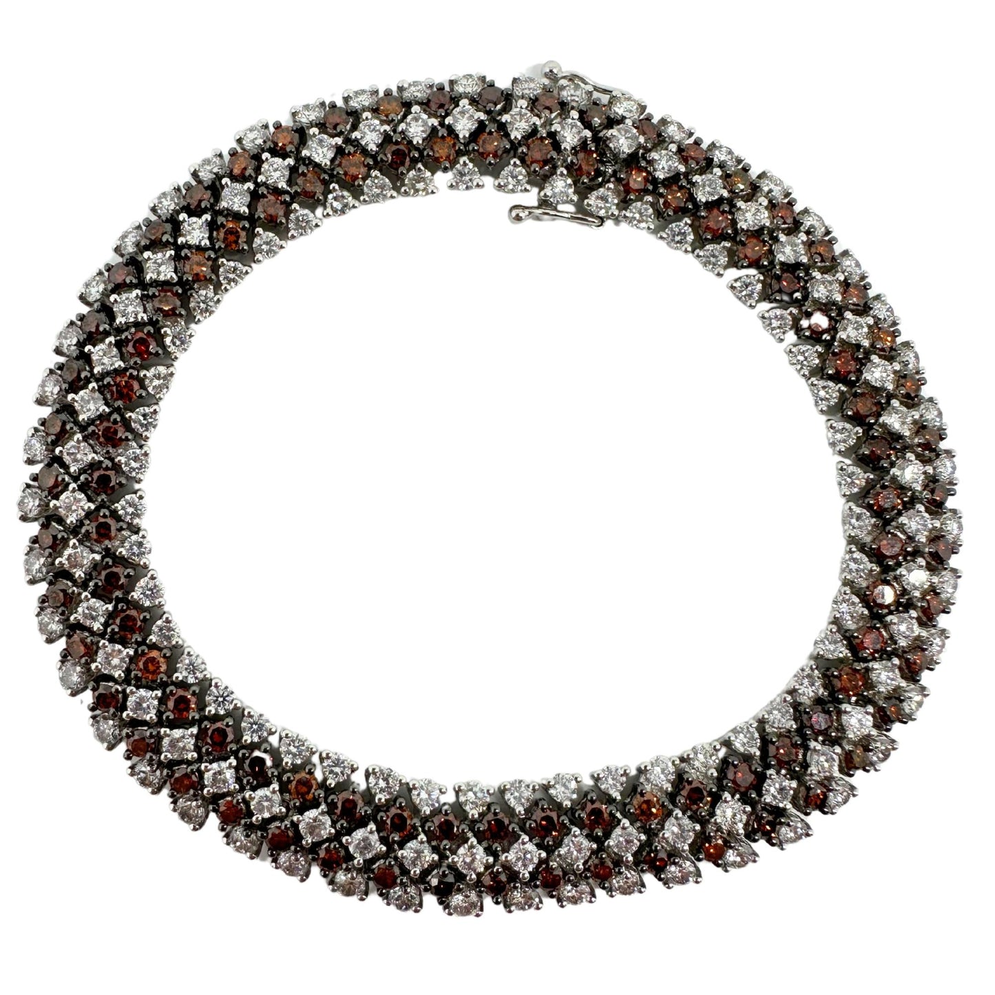 18K White Gold Diamond and Brown Diamond Bracelet