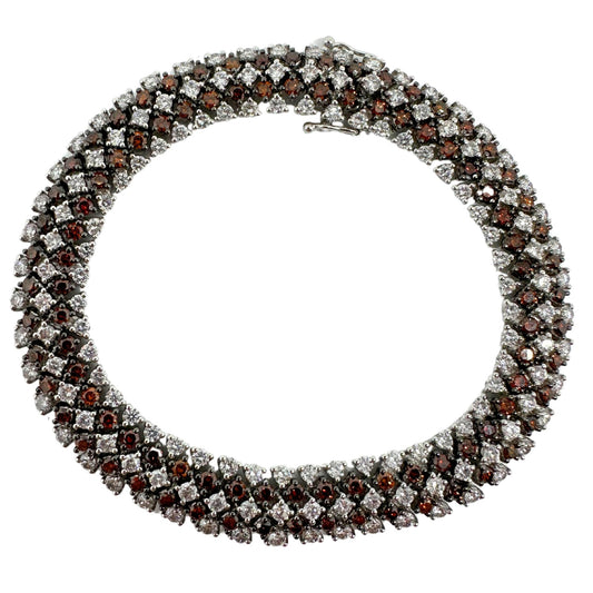 18K White Gold Diamond and Brown Diamond Bracelet