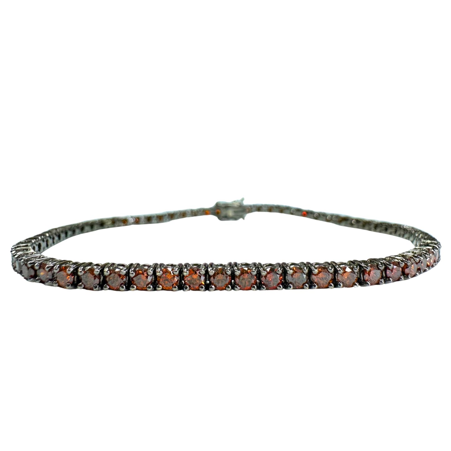 18K 3.05 carat Brown Diamond Tennis Bracelet - 7 inches