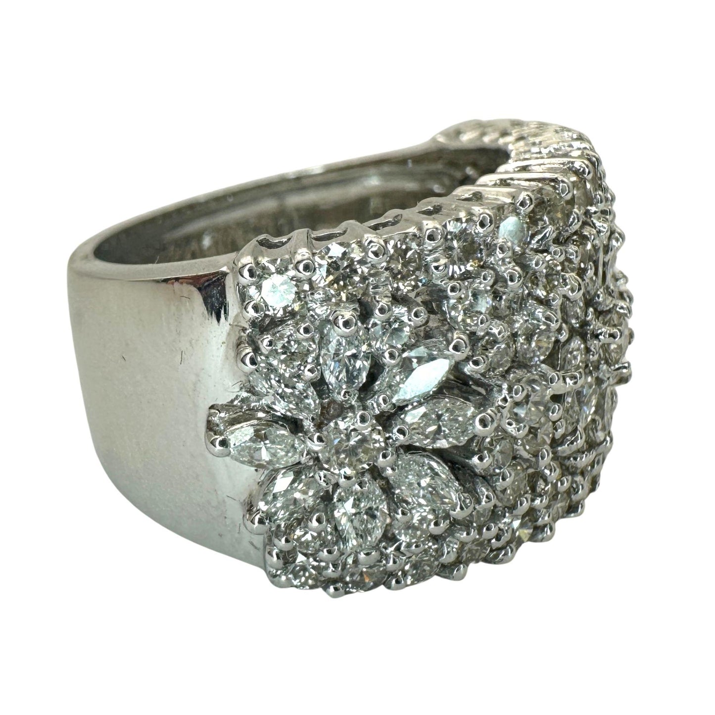 18k Marquise Cut Diamond Wide Band Ring