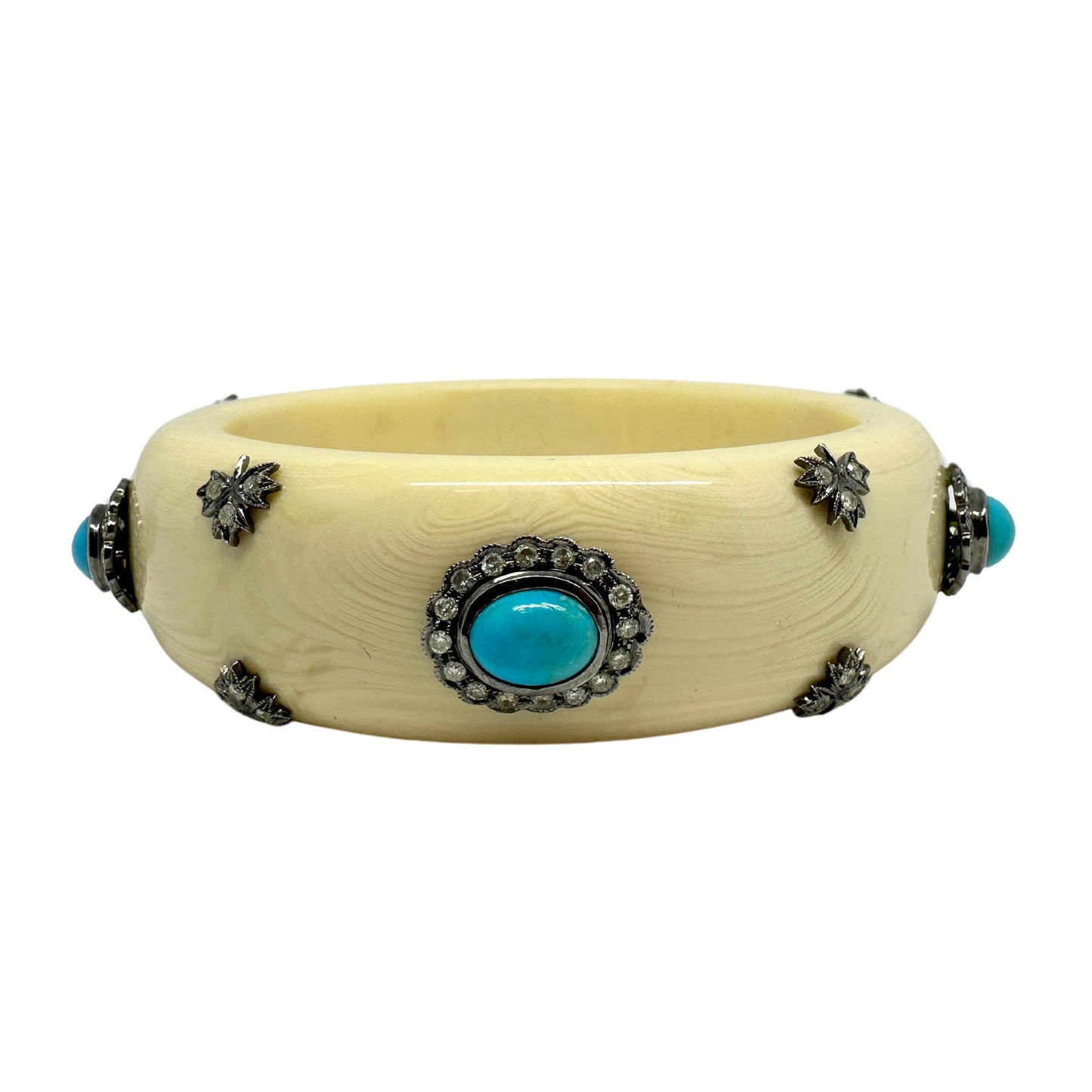 14k Diamond and Turquoise Lucite Bracelet