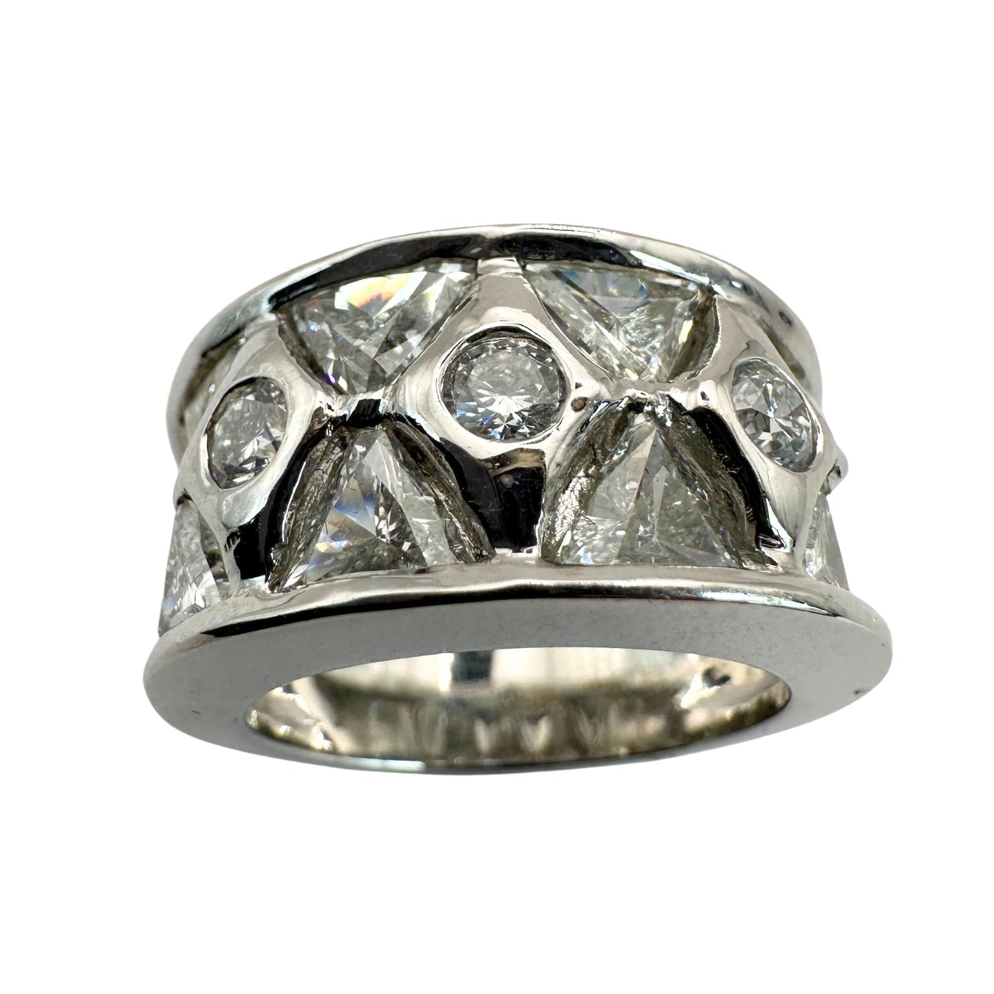 18k Diamond Wide Band Ring with Abstract Design