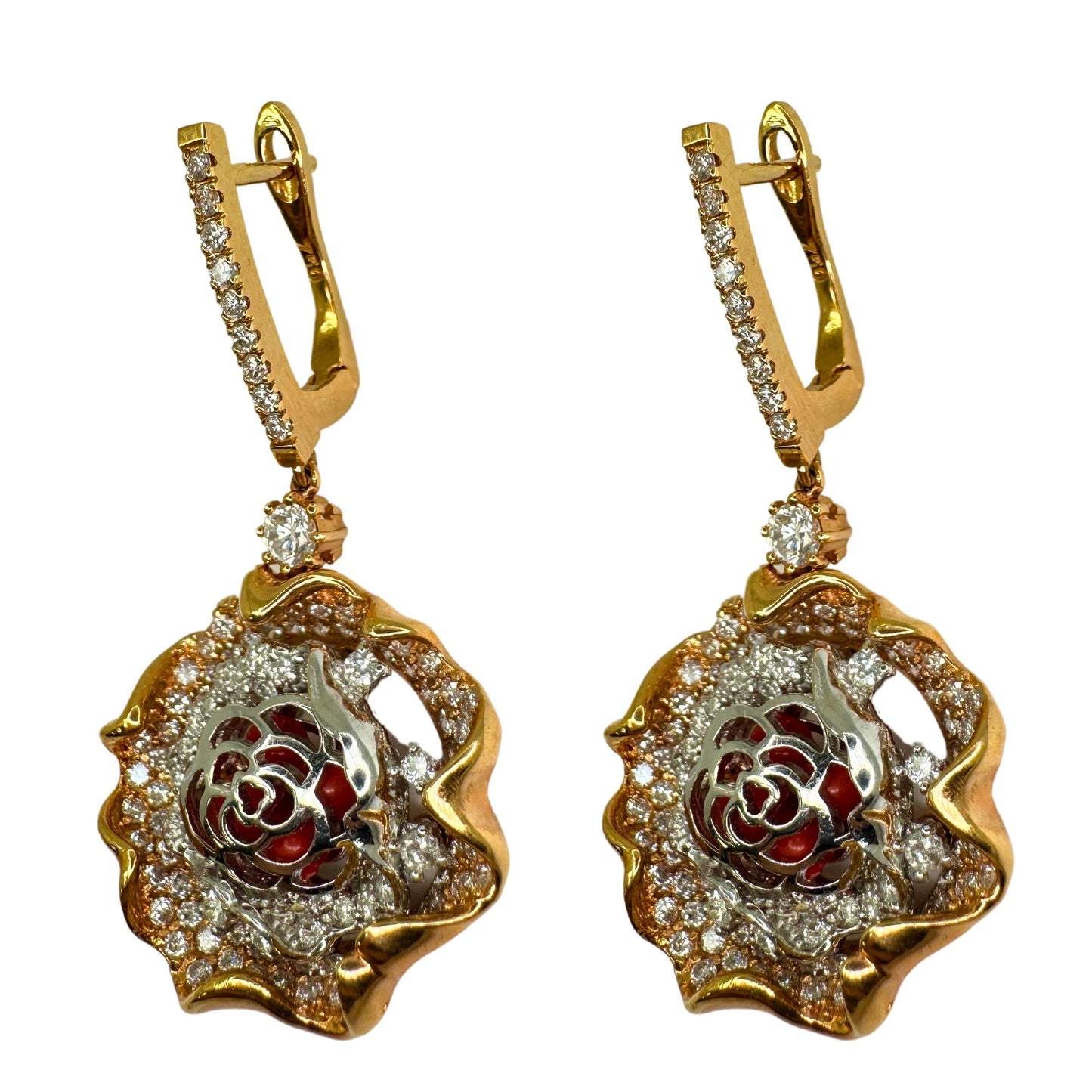 18k Diamond Flower Earrings