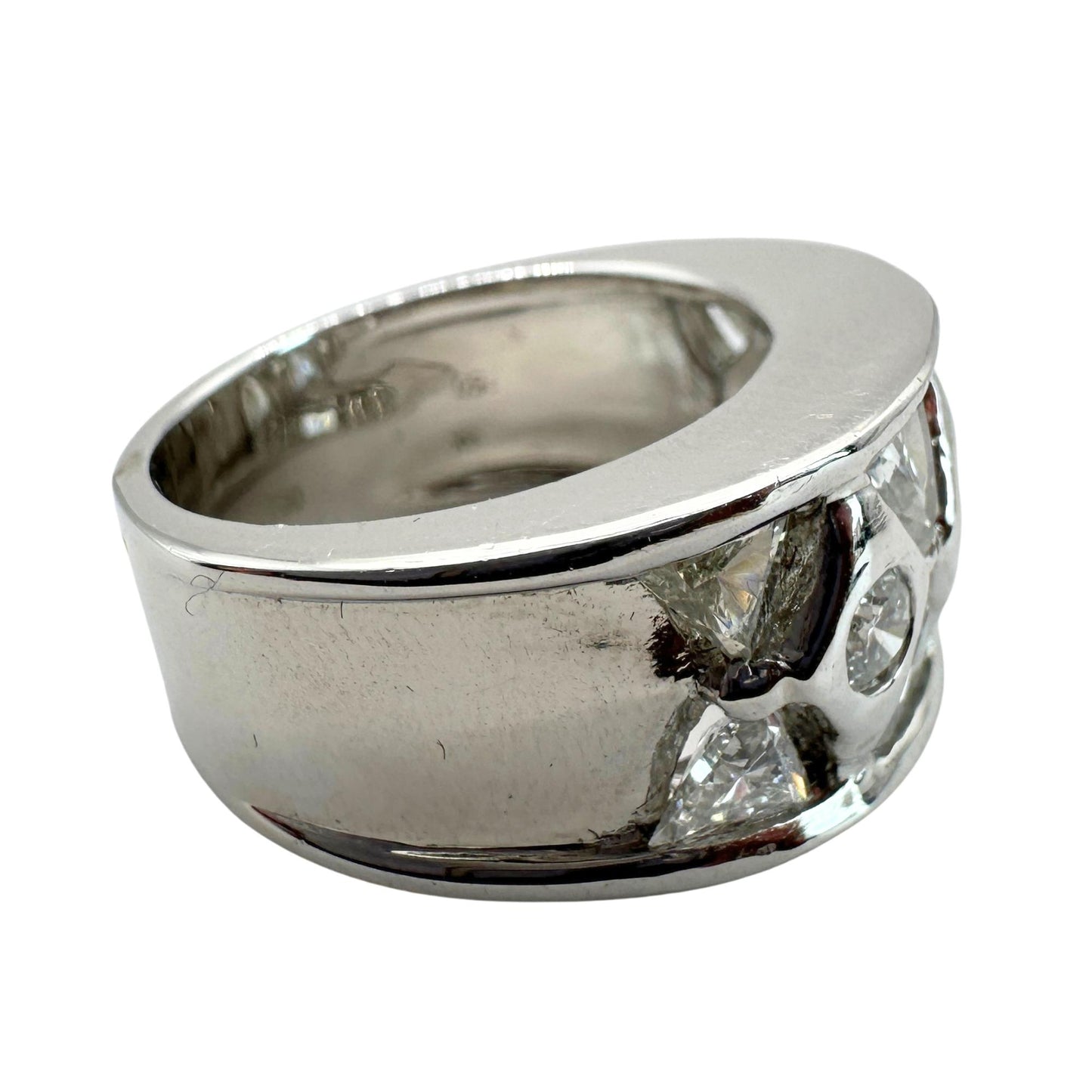 18k Diamond Wide Band Ring with Abstract Design