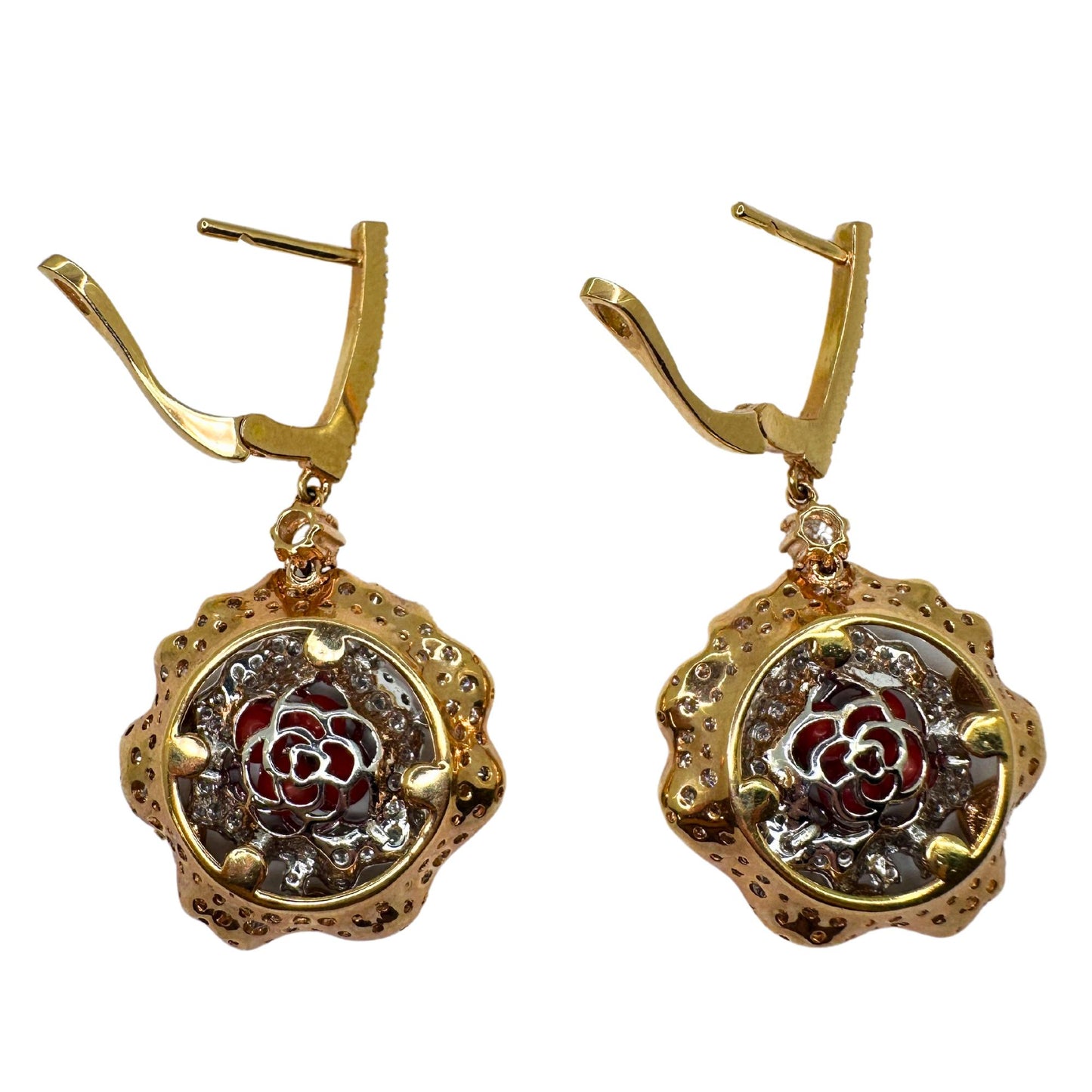 18k Diamond Flower Earrings