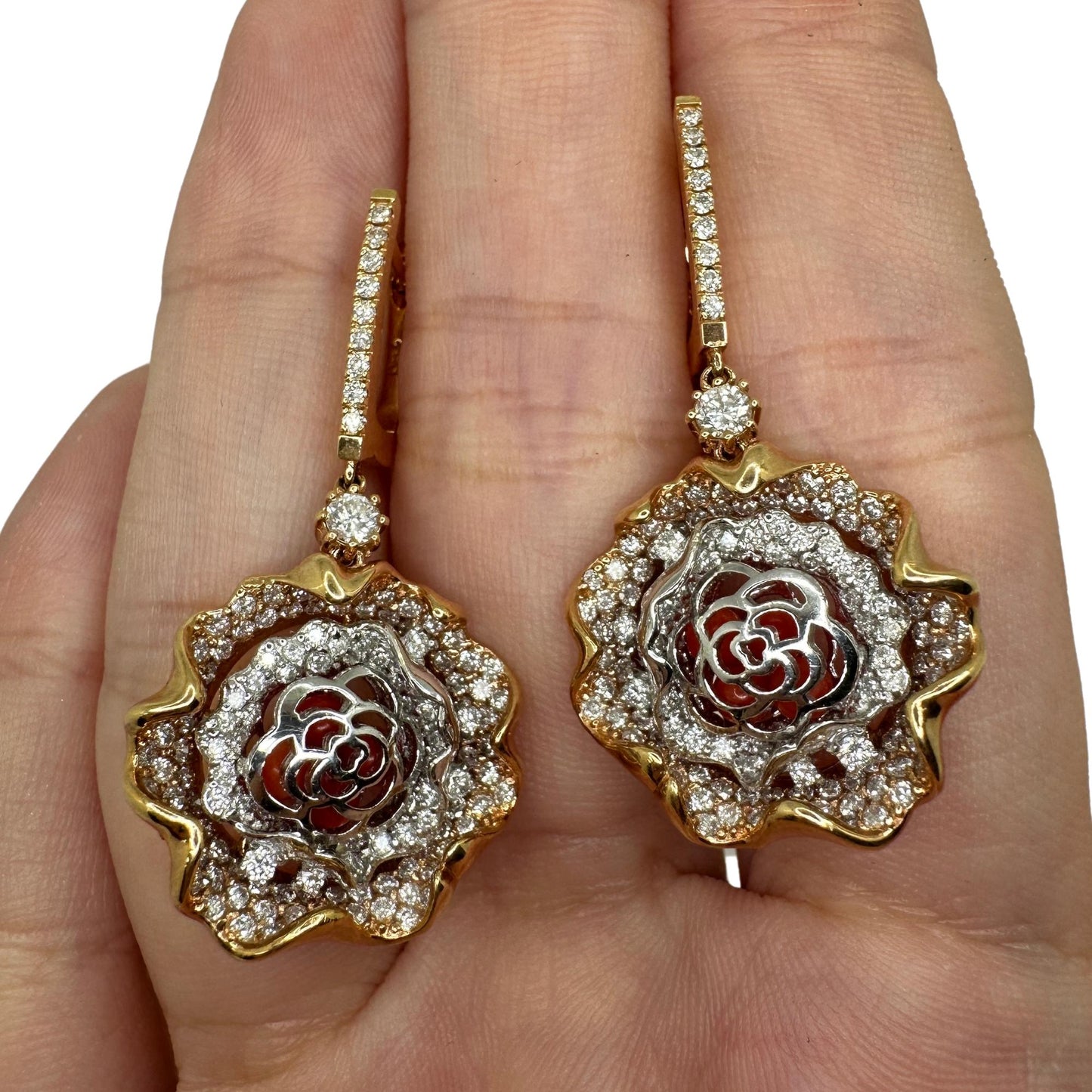 18k Diamond Flower Earrings