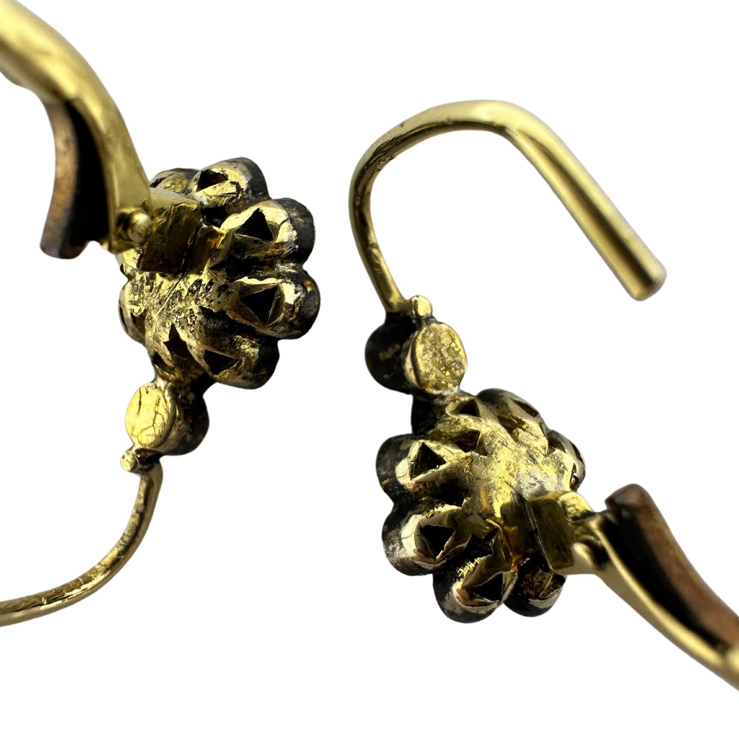 18k Rose Cut Diamond Earrings