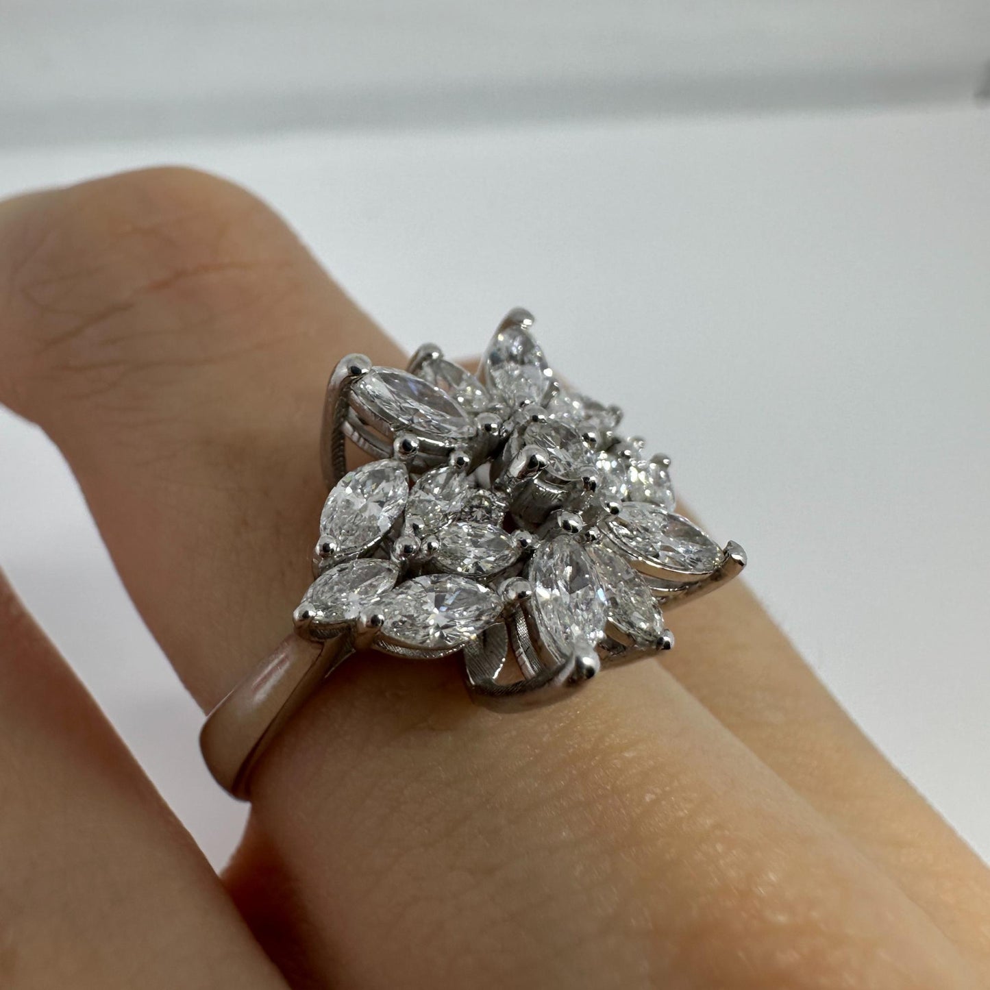 18K White Gold Marquise Cut Diamond Ring