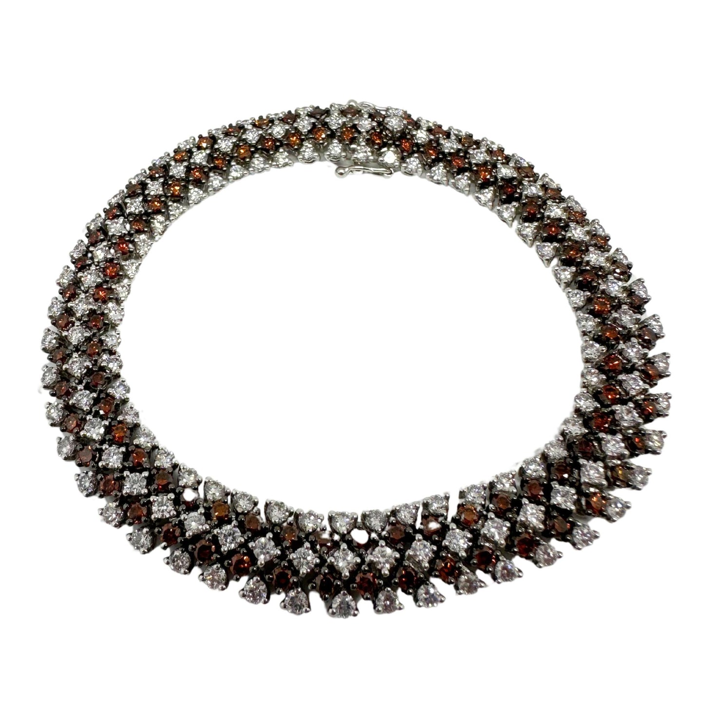 18K White Gold Diamond and Brown Diamond Bracelet