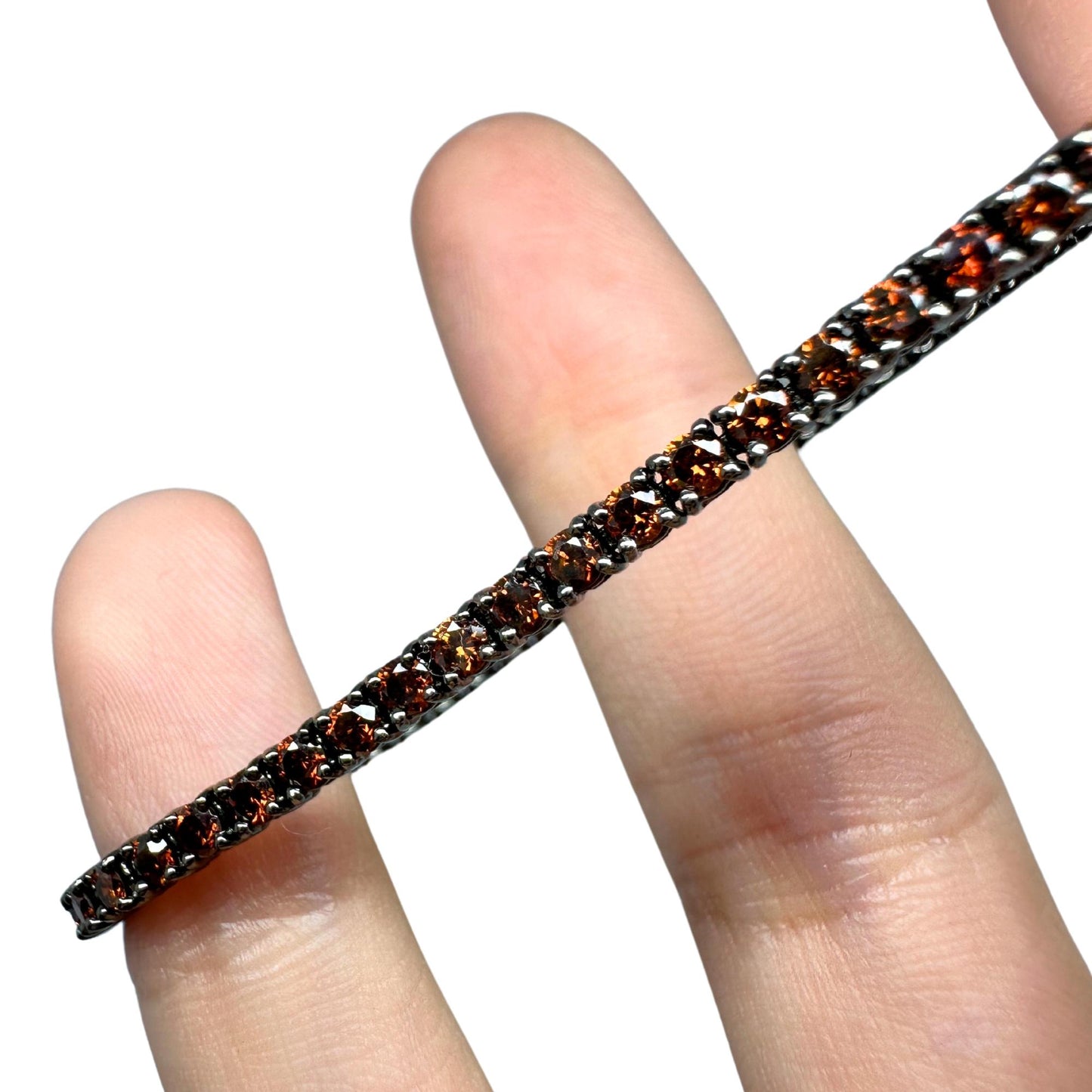 18K 3.05 carat Brown Diamond Tennis Bracelet - 7 inches