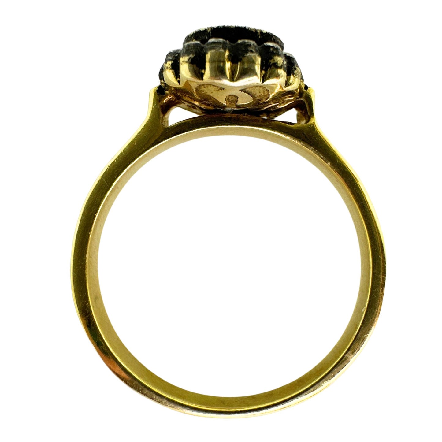 18K Yellow Gold .32 Carats Pear Shaped Rose Cut Diamond Ring - Size 7.5
