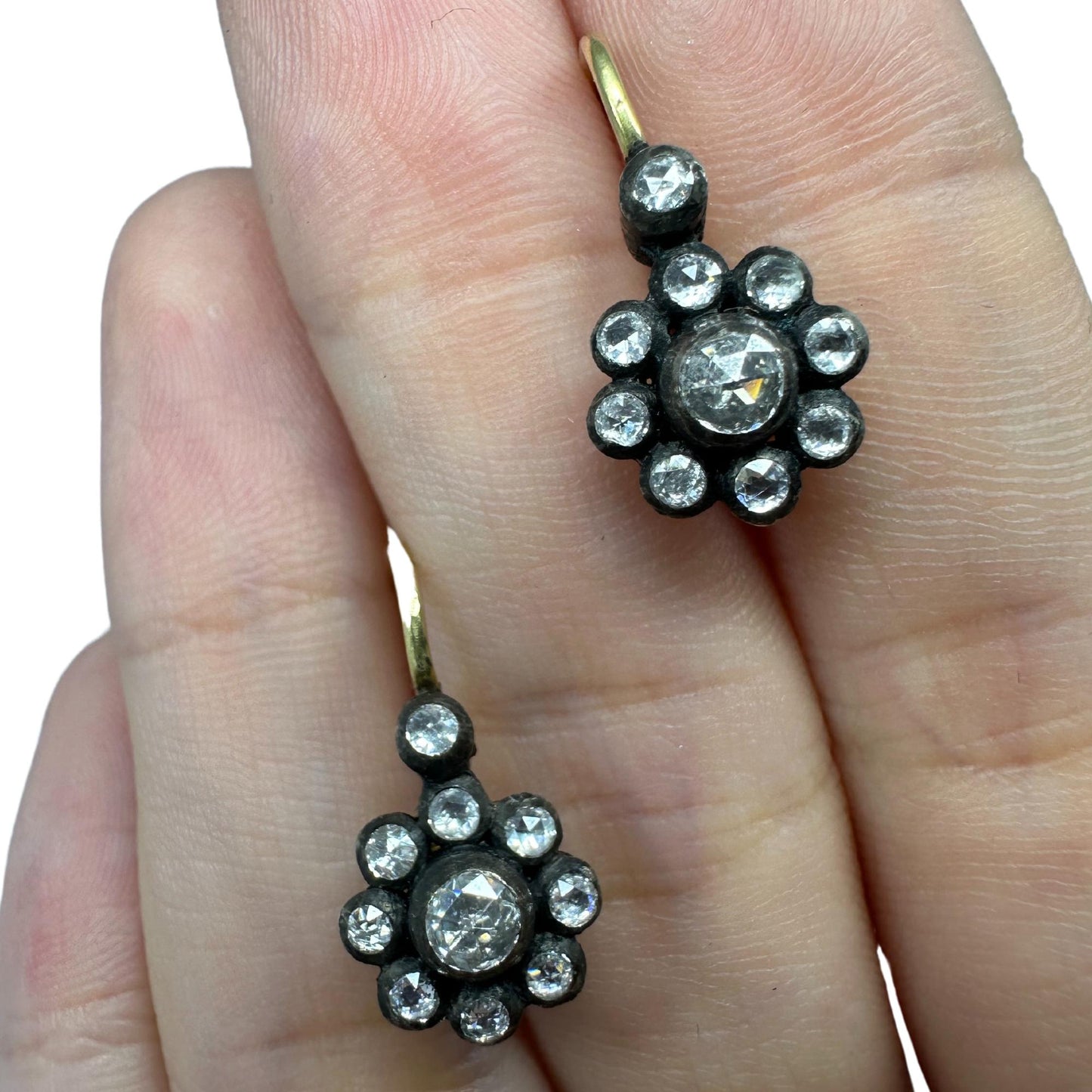 18k Rose Cut Diamond Earrings