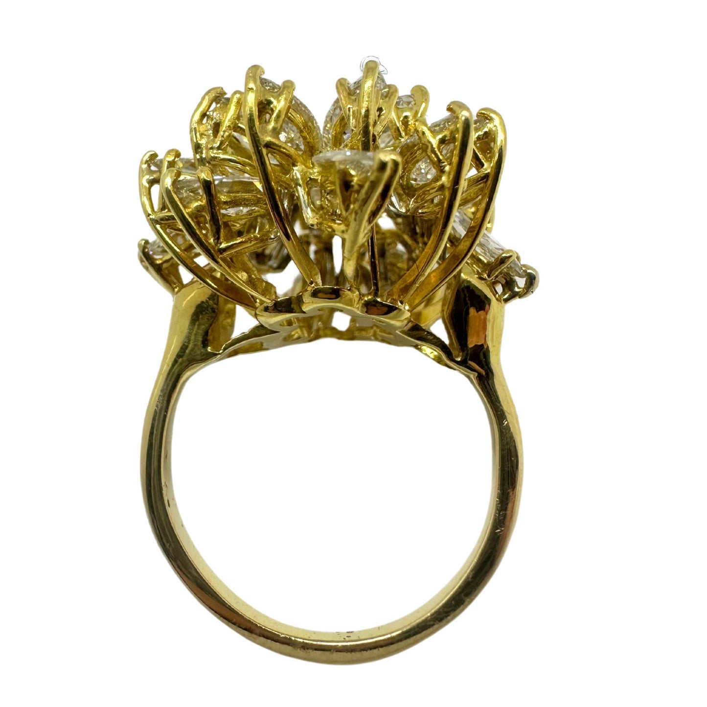 14K Estate Yellow Gold Marquise Cut Diamond Cocktail Ring