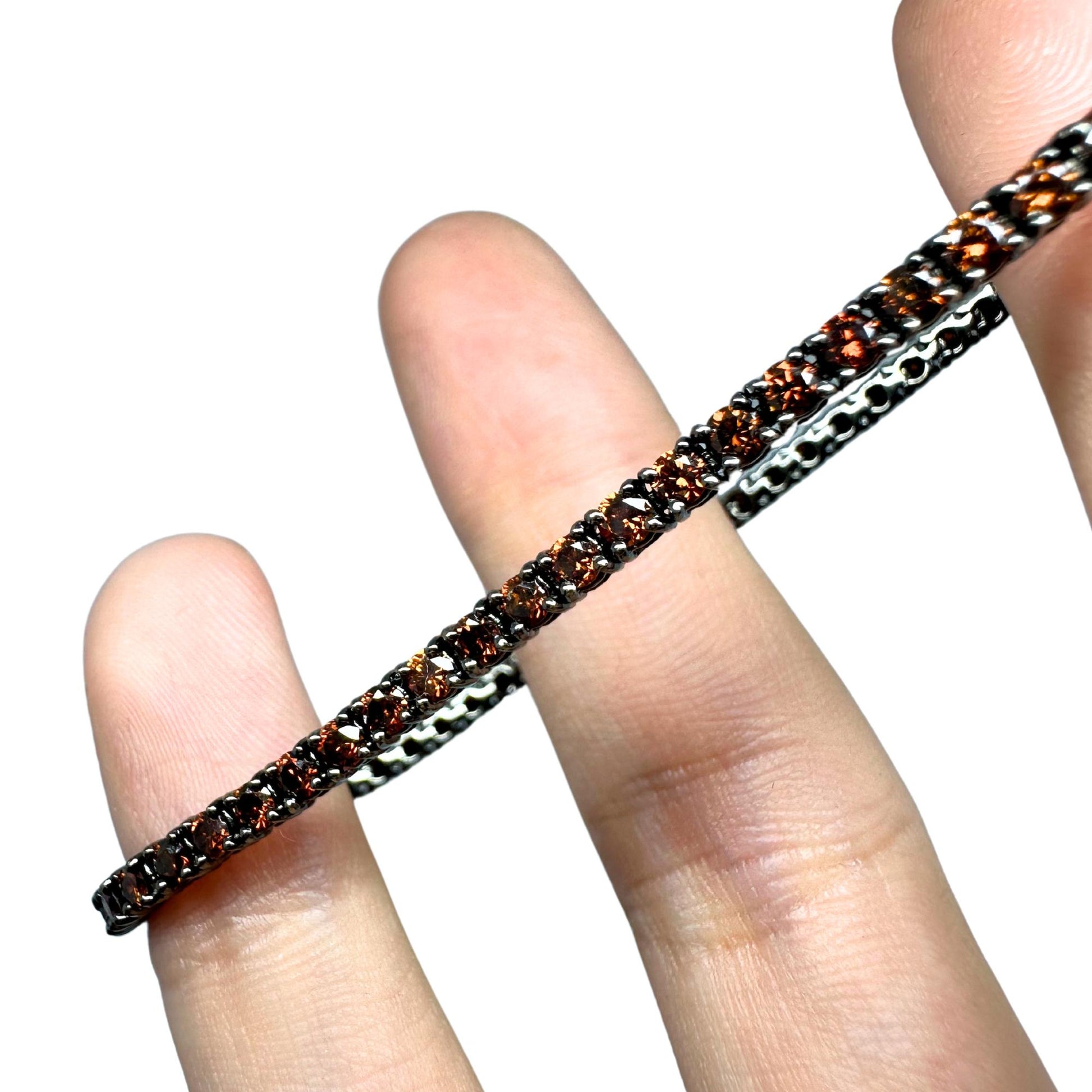 18K 3.05 carat Brown Diamond Tennis Bracelet - 7 inches