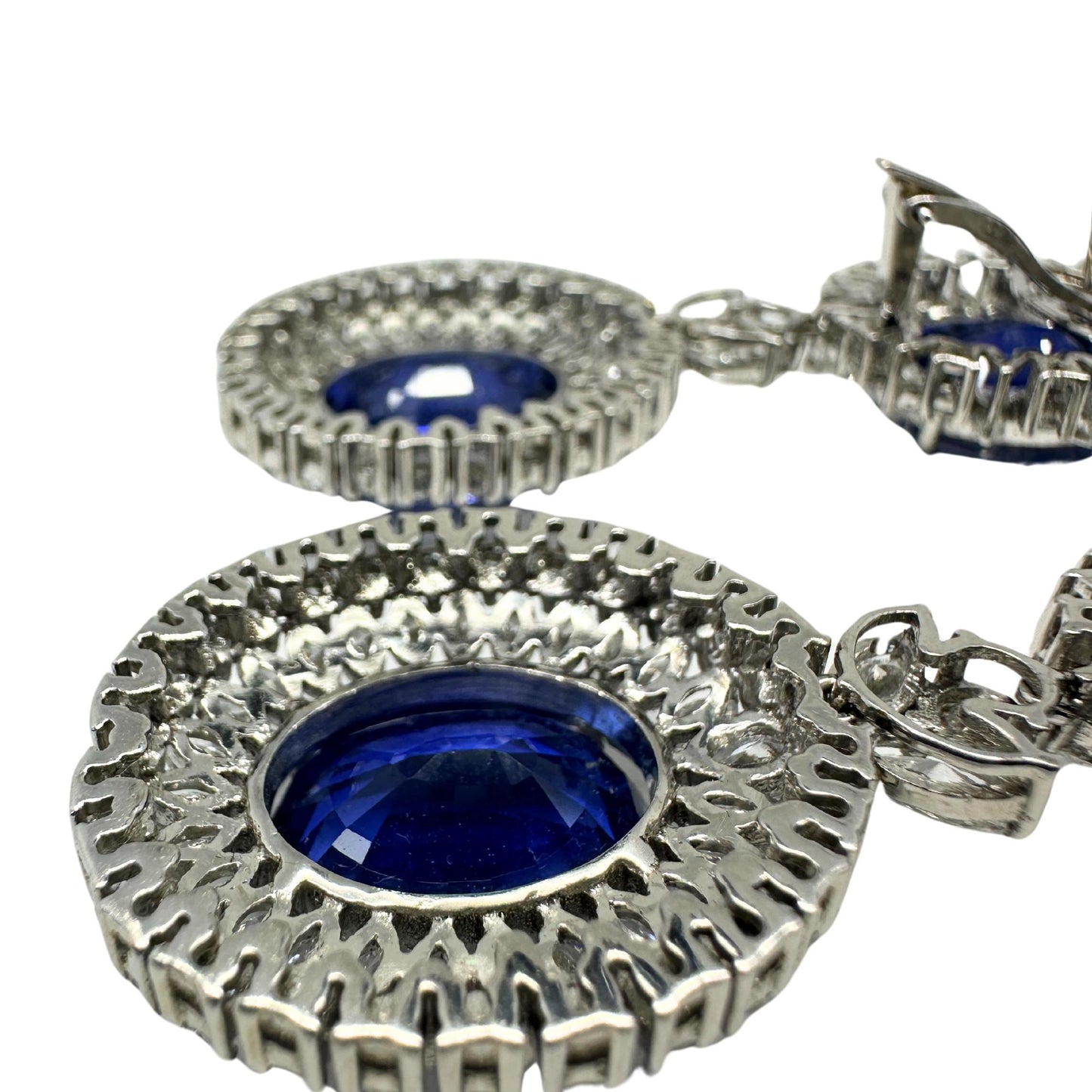 18k Dimond and Diffused Sapphire Earrings