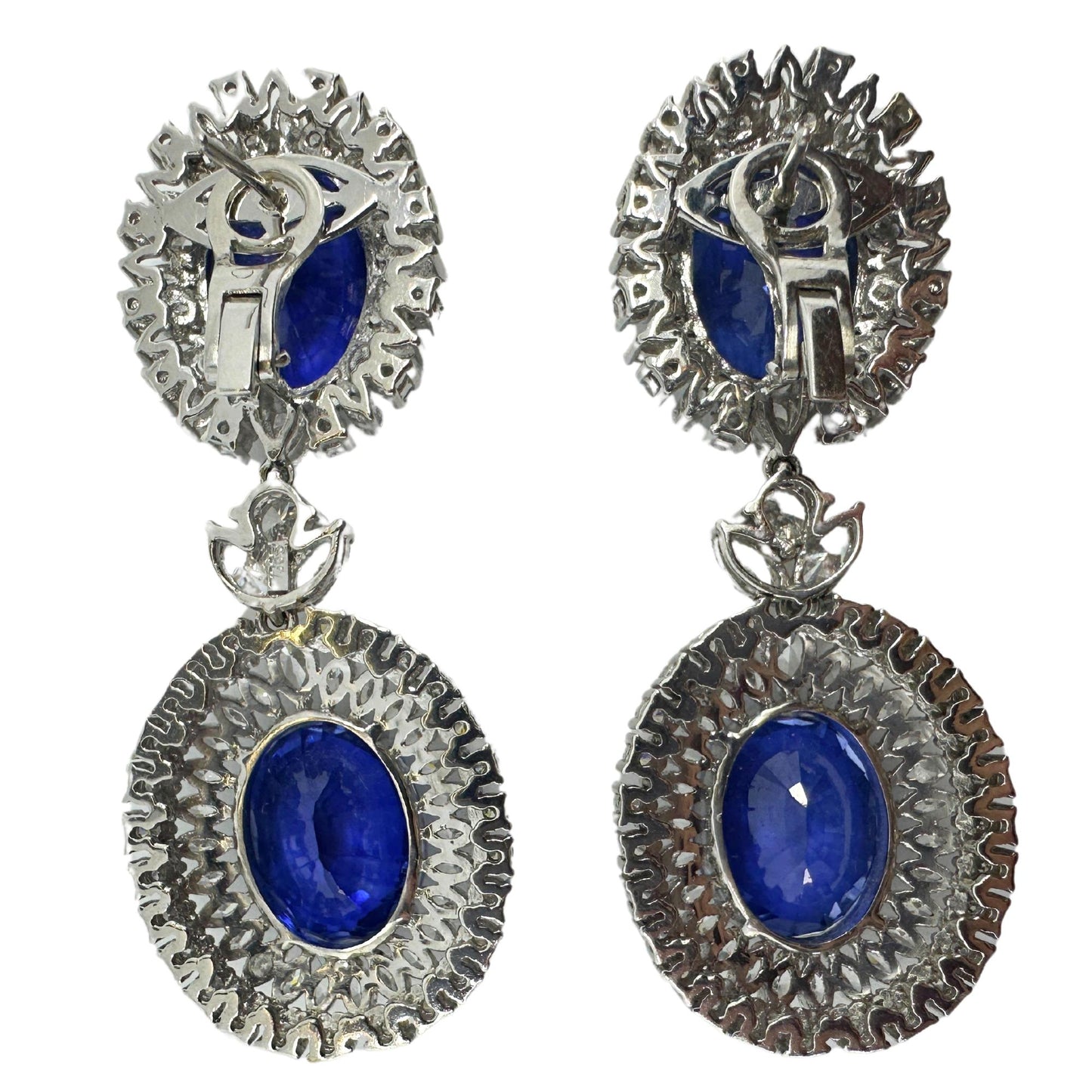 18k Dimond and Diffused Sapphire Earrings