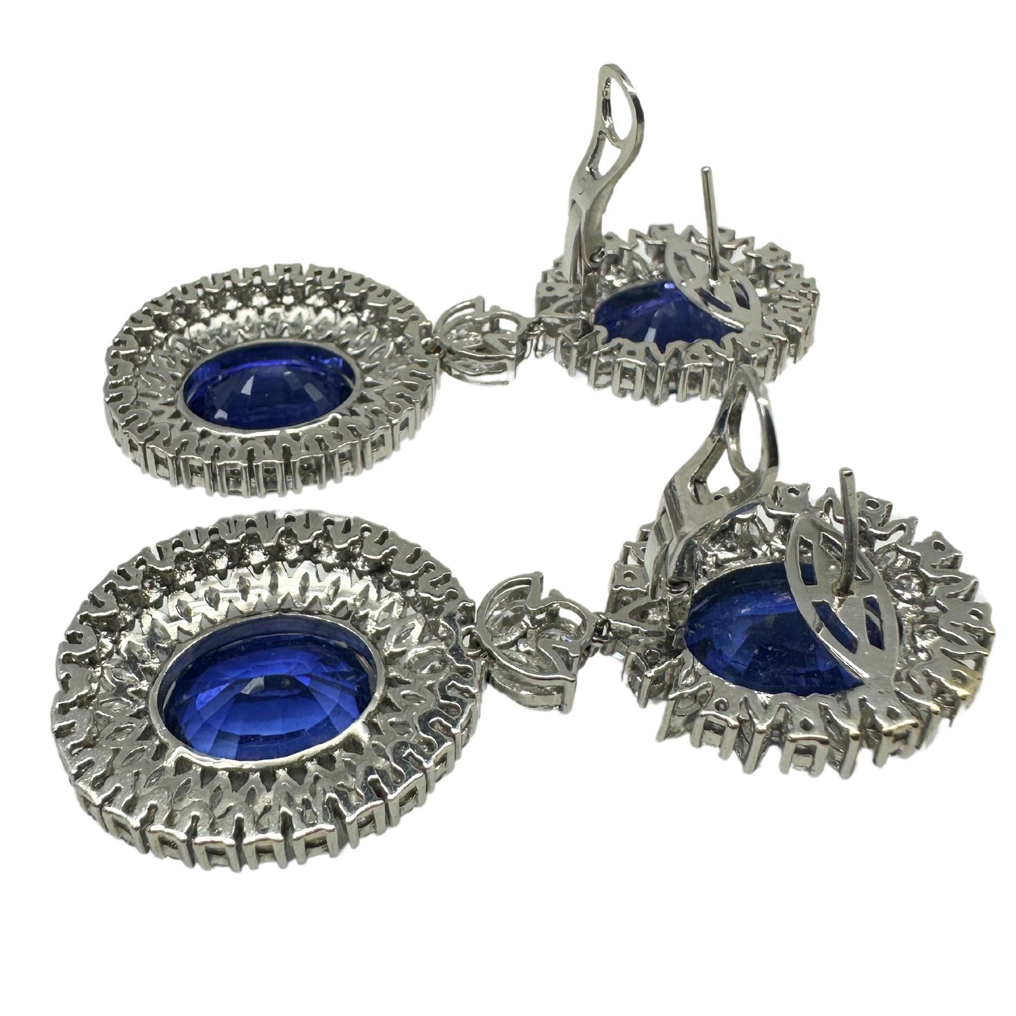 18k Dimond and Diffused Sapphire Earrings