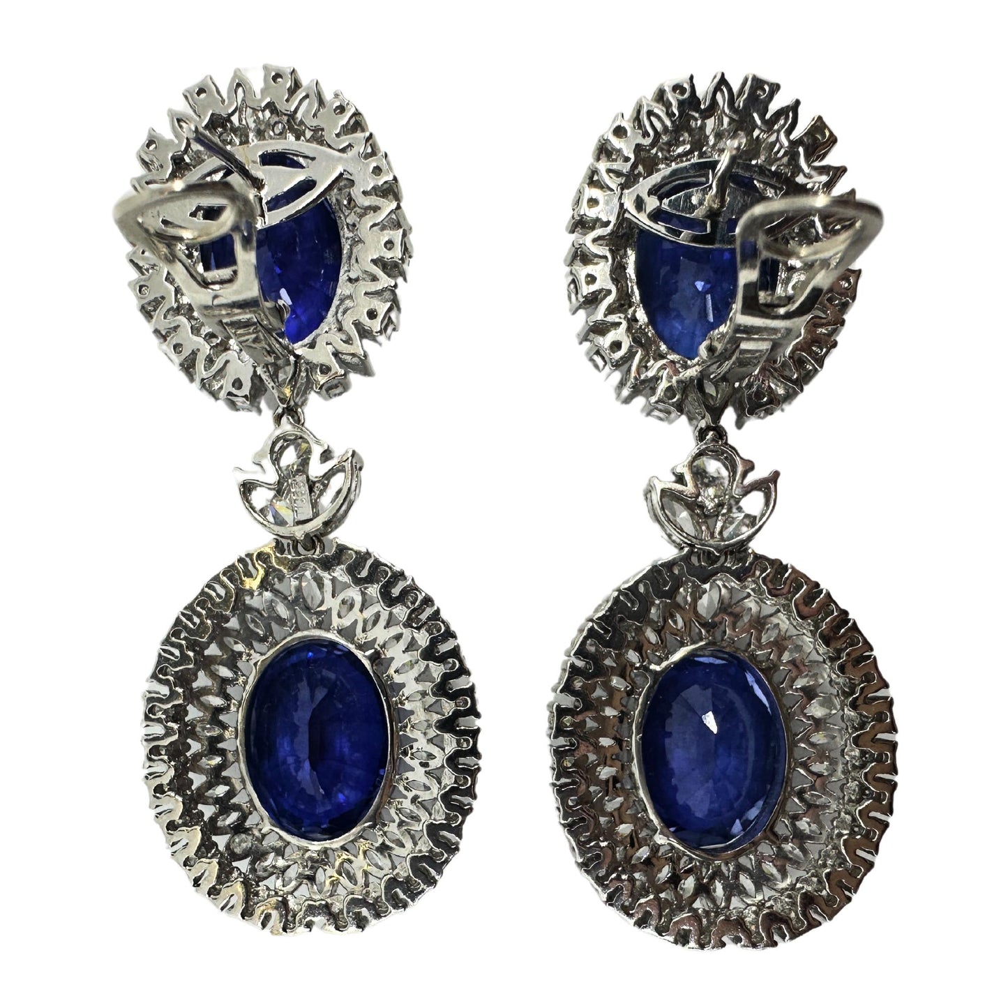 18k Dimond and Diffused Sapphire Earrings