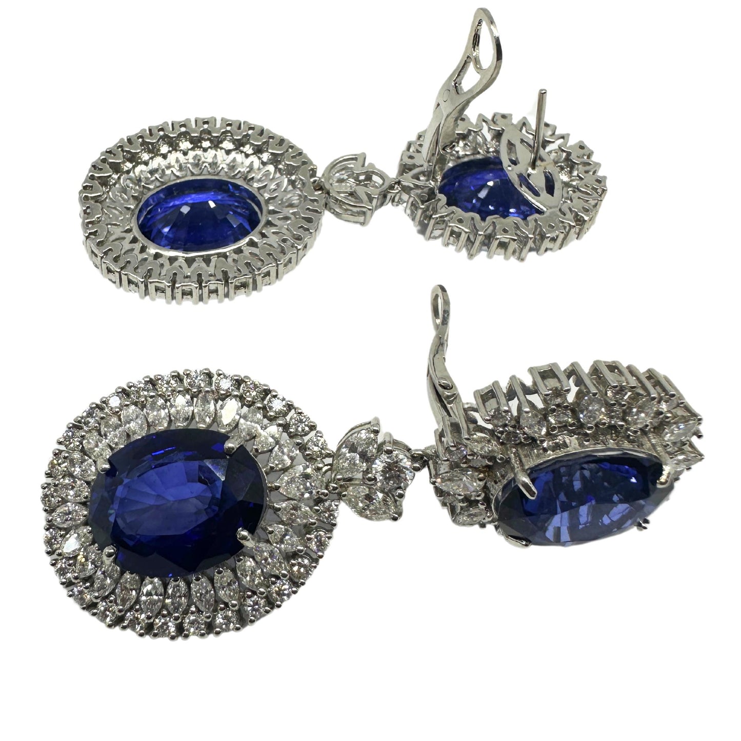 18k Dimond and Diffused Sapphire Earrings
