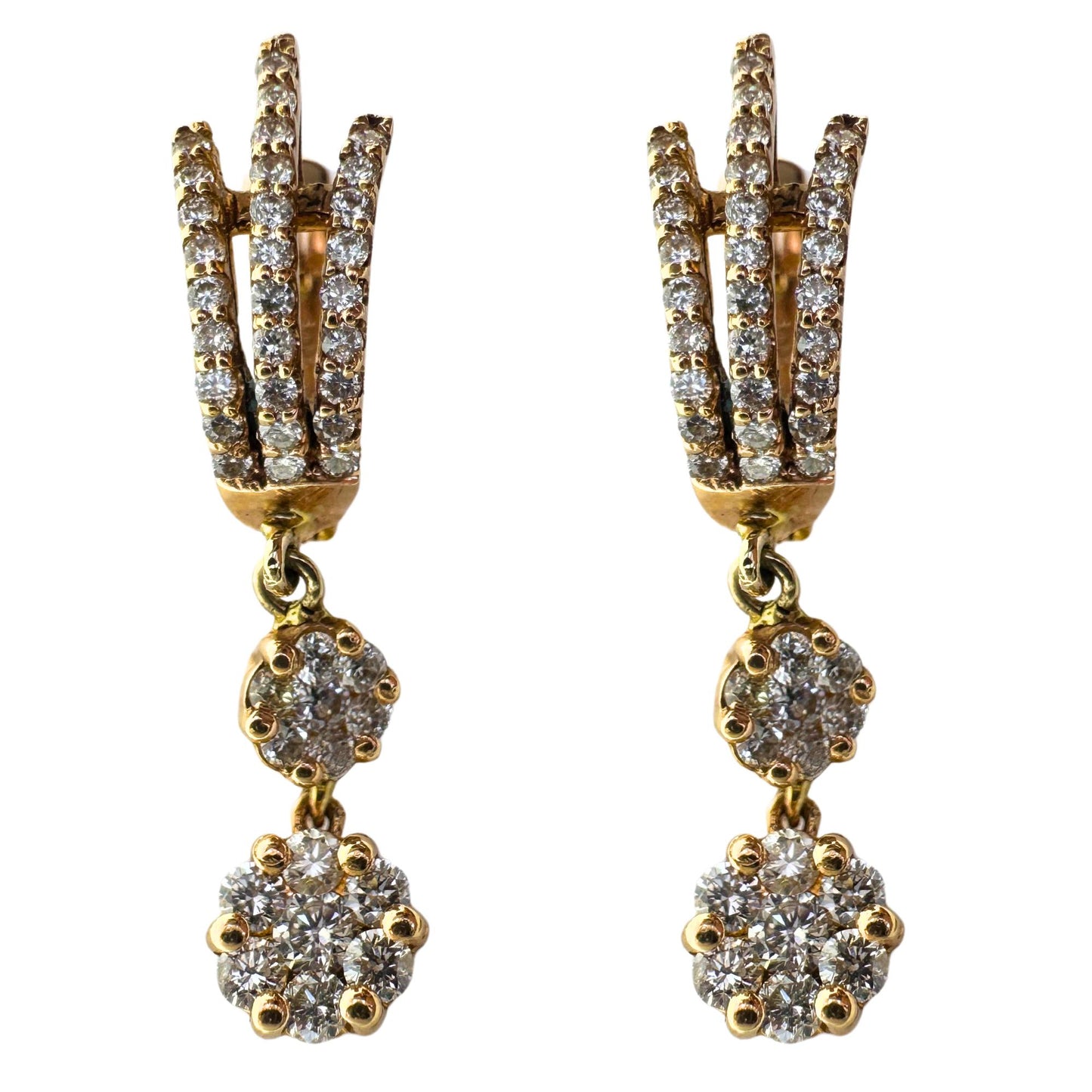 18k Rose Gold Diamond Drop Earrings
