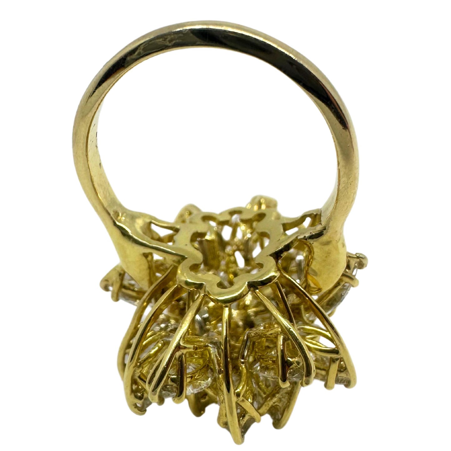 14K Estate Yellow Gold Marquise Cut Diamond Cocktail Ring
