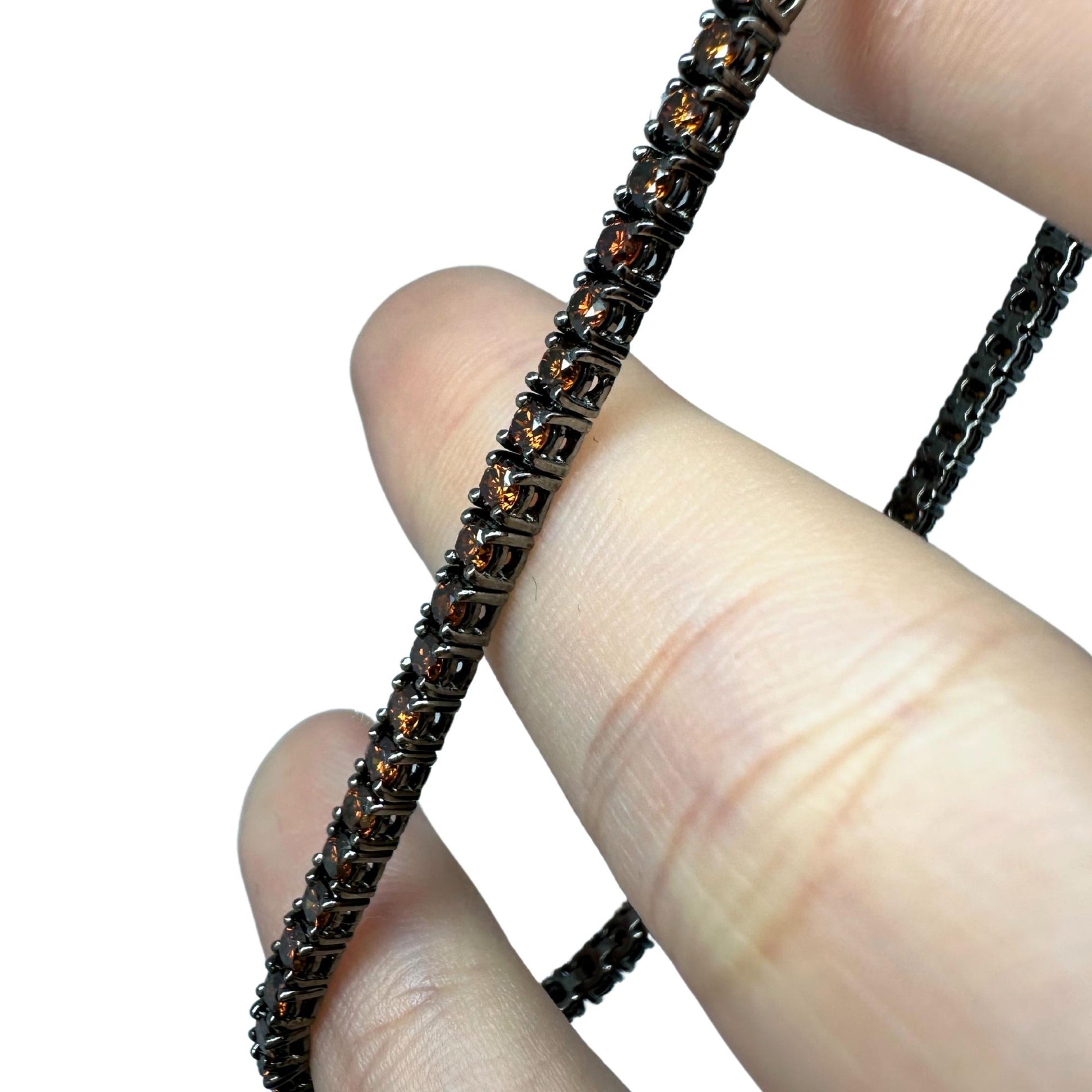 18K 3.05 carat Brown Diamond Tennis Bracelet - 7 inches