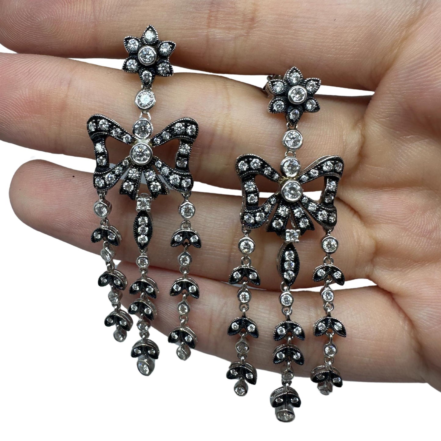 18k and Silver Diamond Earrings