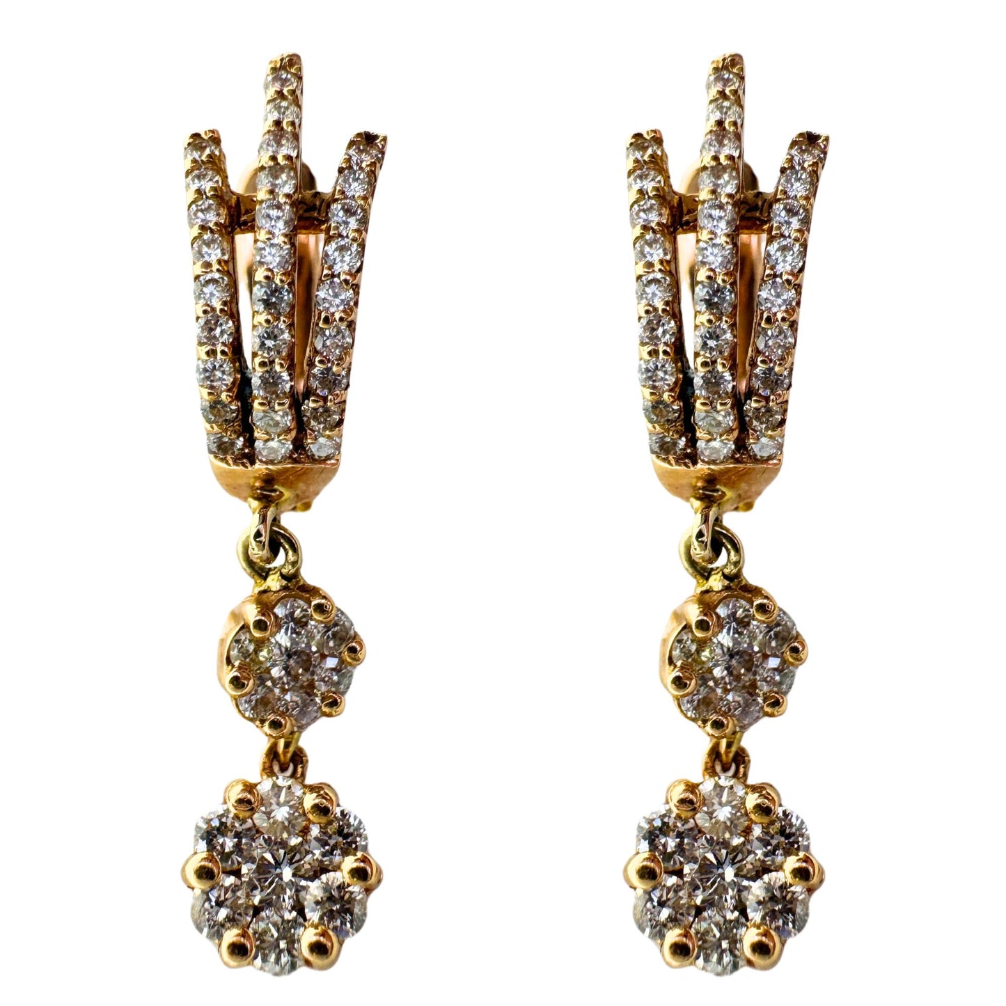 18k Rose Gold Diamond Drop Earrings