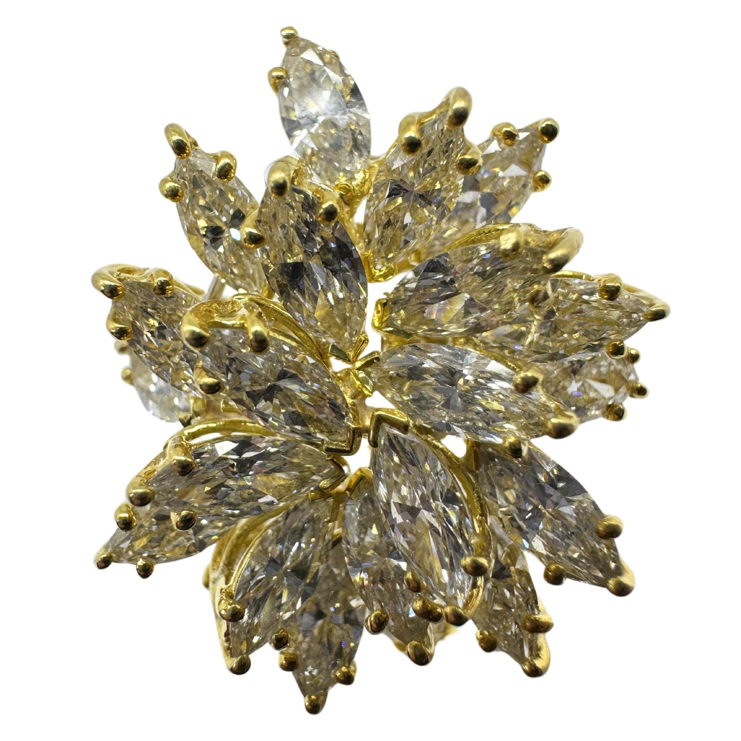 14K Estate Yellow Gold Marquise Cut Diamond Cocktail Ring