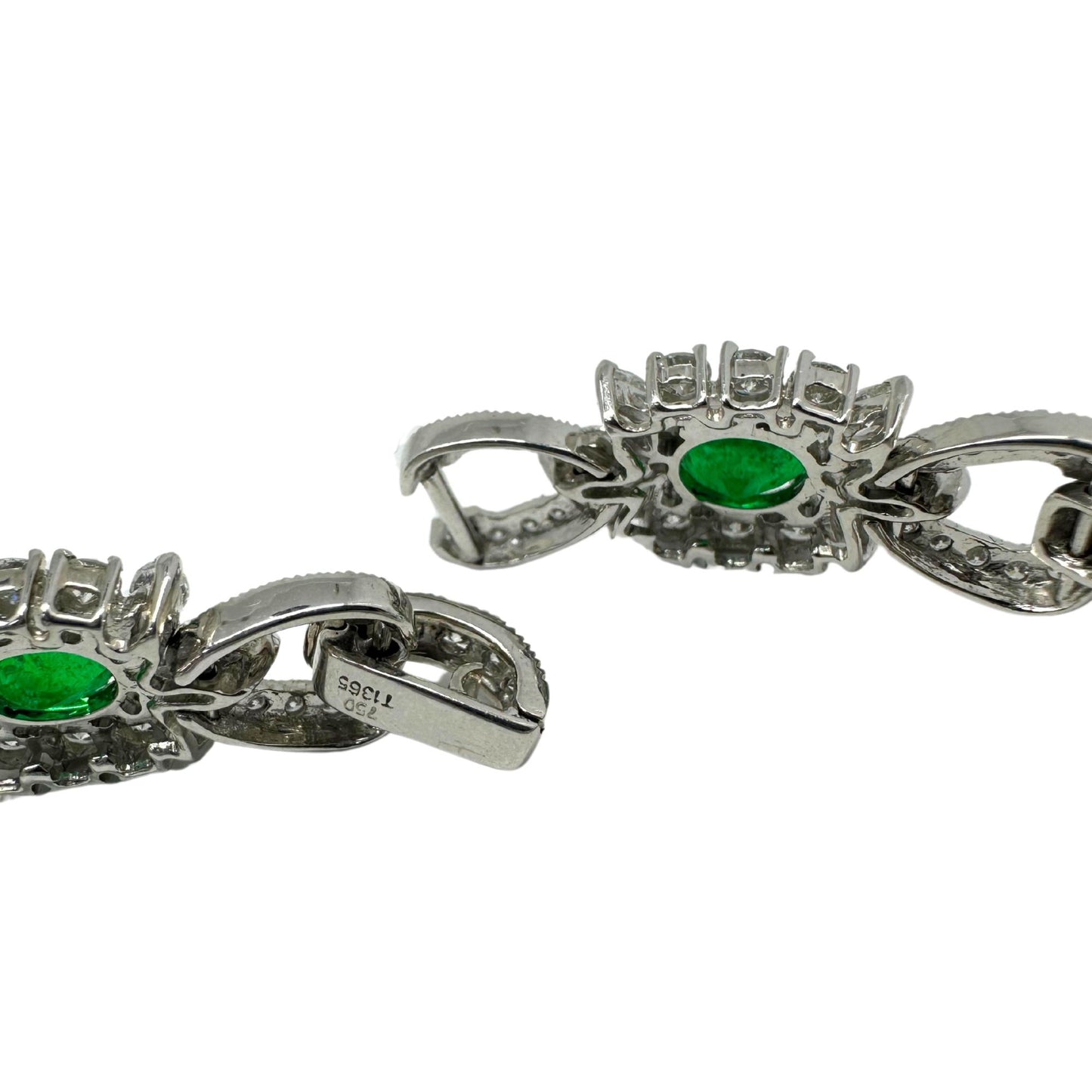 18K White Gold Diamond and Emerald Bracelet