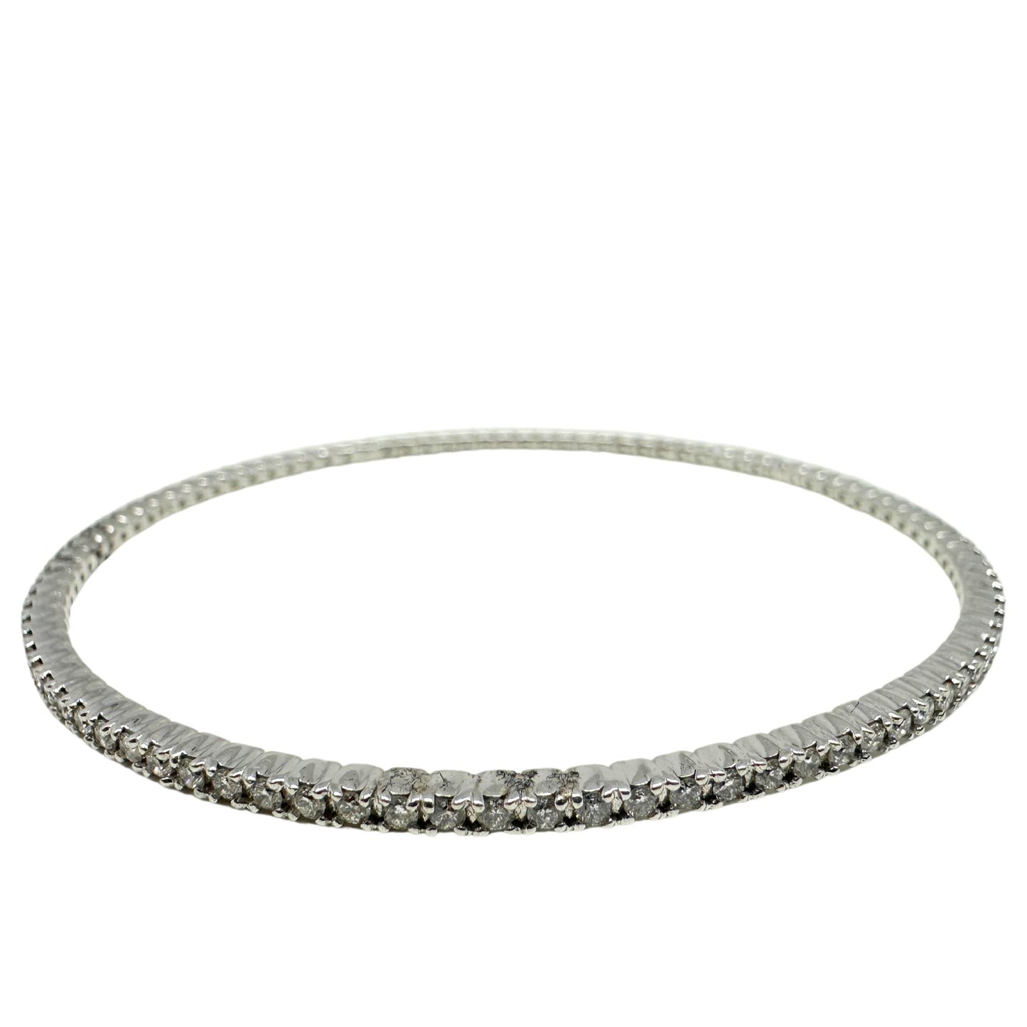 14K White Gold Diamond Bangle