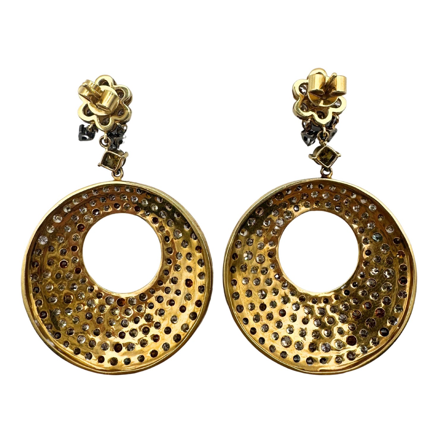 18K Yellow Gold Multicolor Diamond Earrings