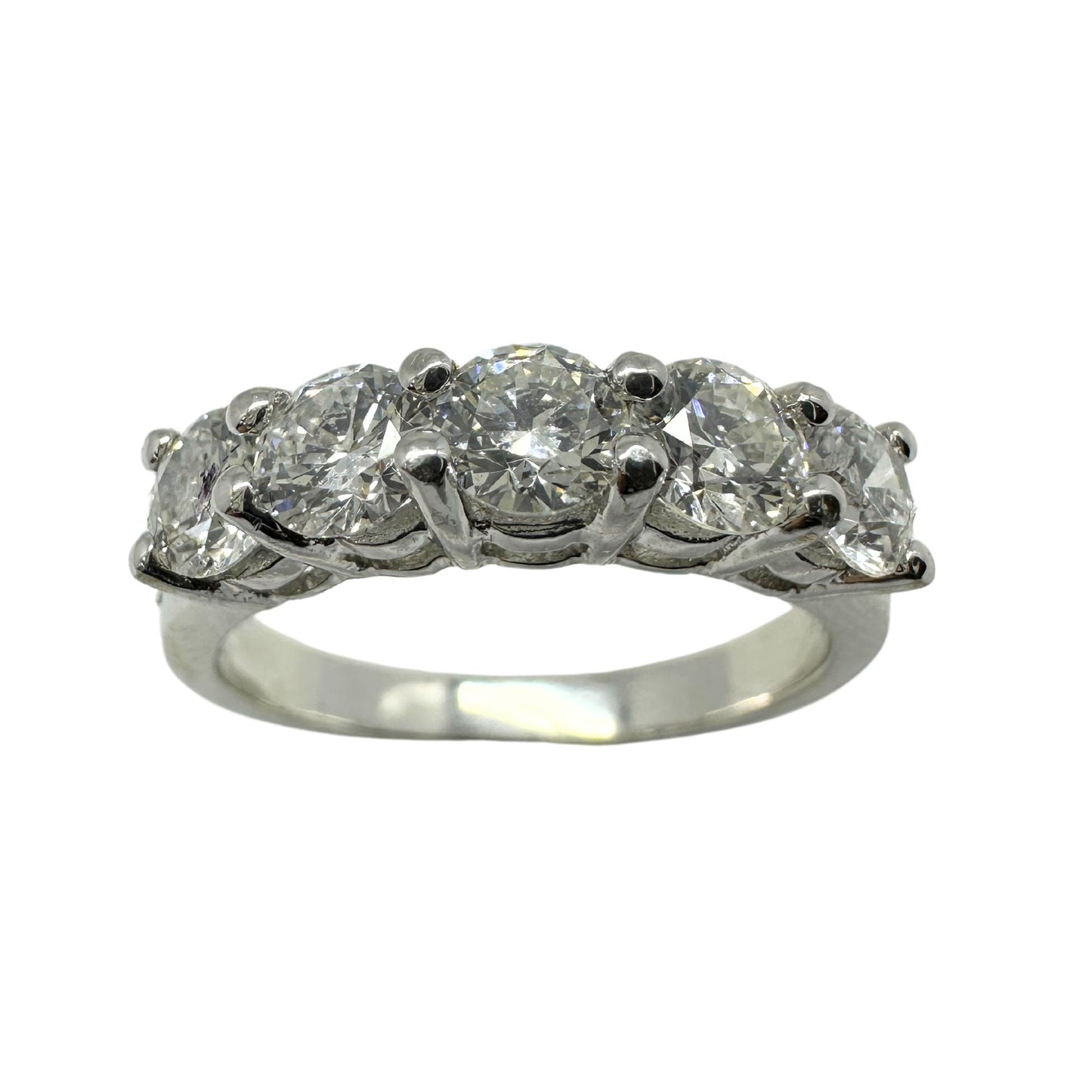 18K White Gold Five Stone Diamond Band