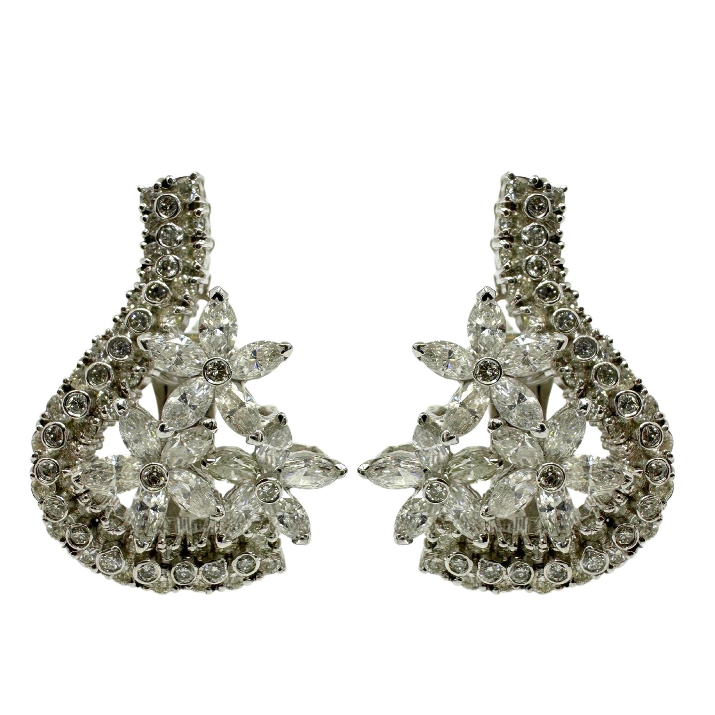 18K White Gold Marquise Cut Diamond Earrings