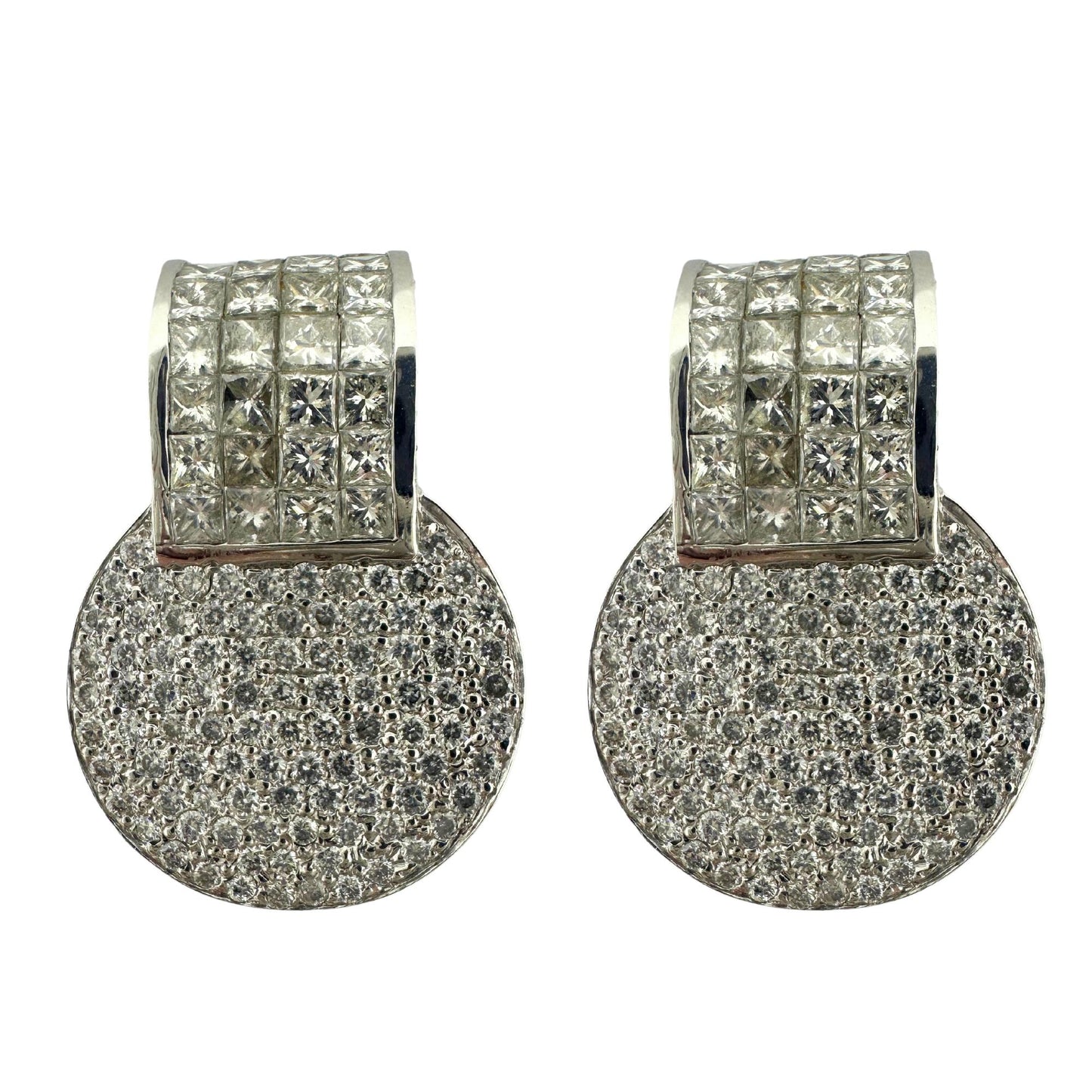 18K White Gold Princess Cut Diamond Earrings