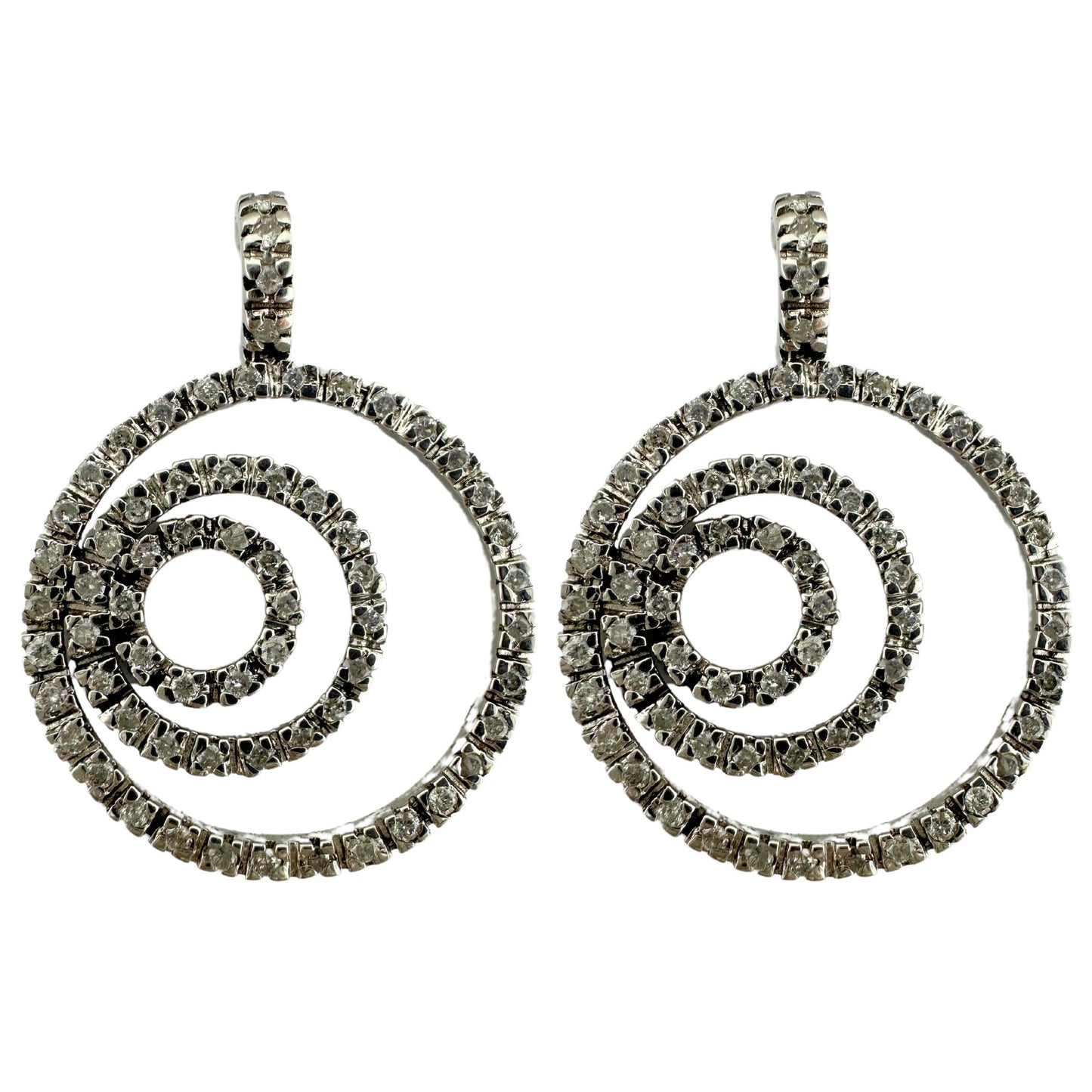 14K White Gold Spiral Diamond Earrings