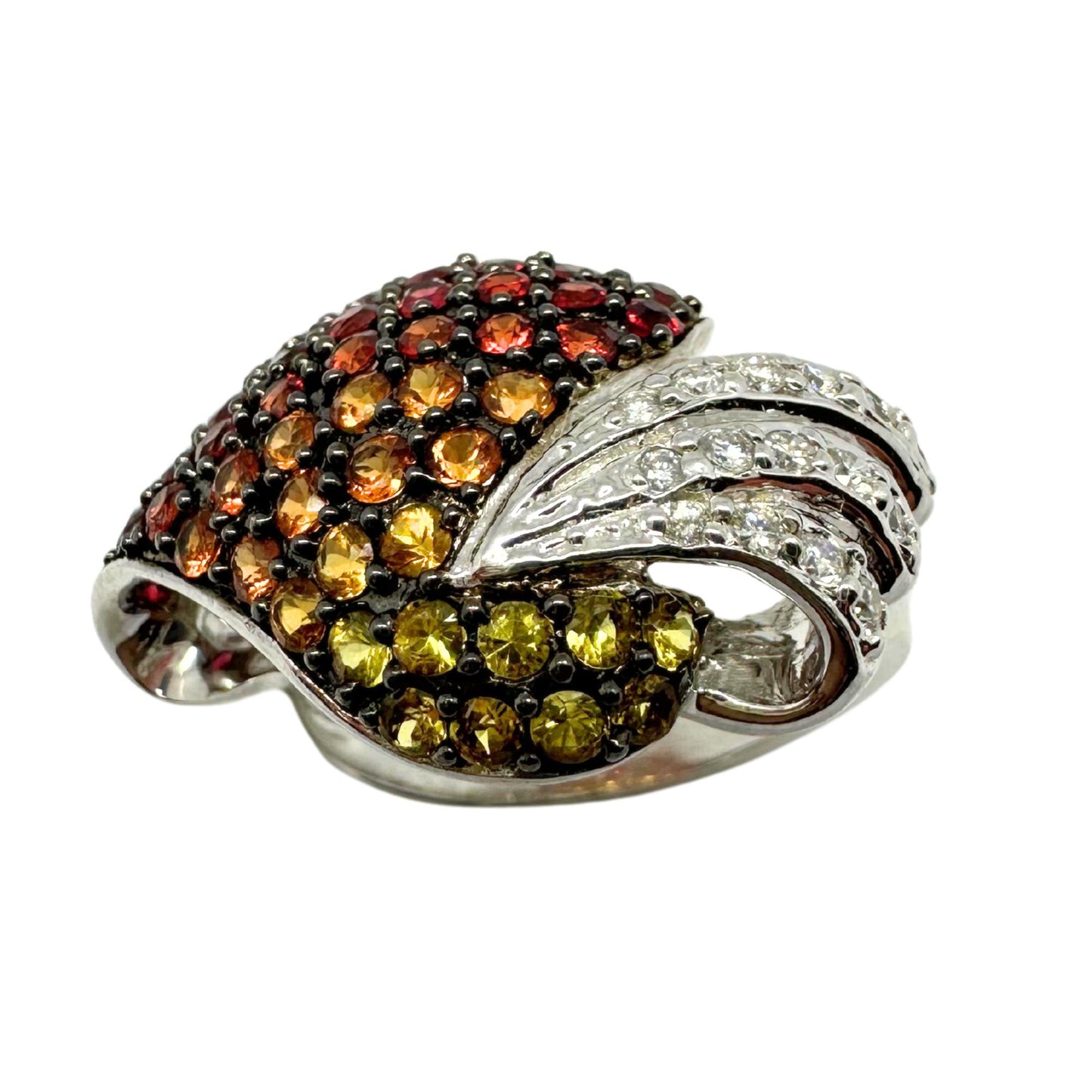 18K White Gold Diamond and Multi Sapphire Ring