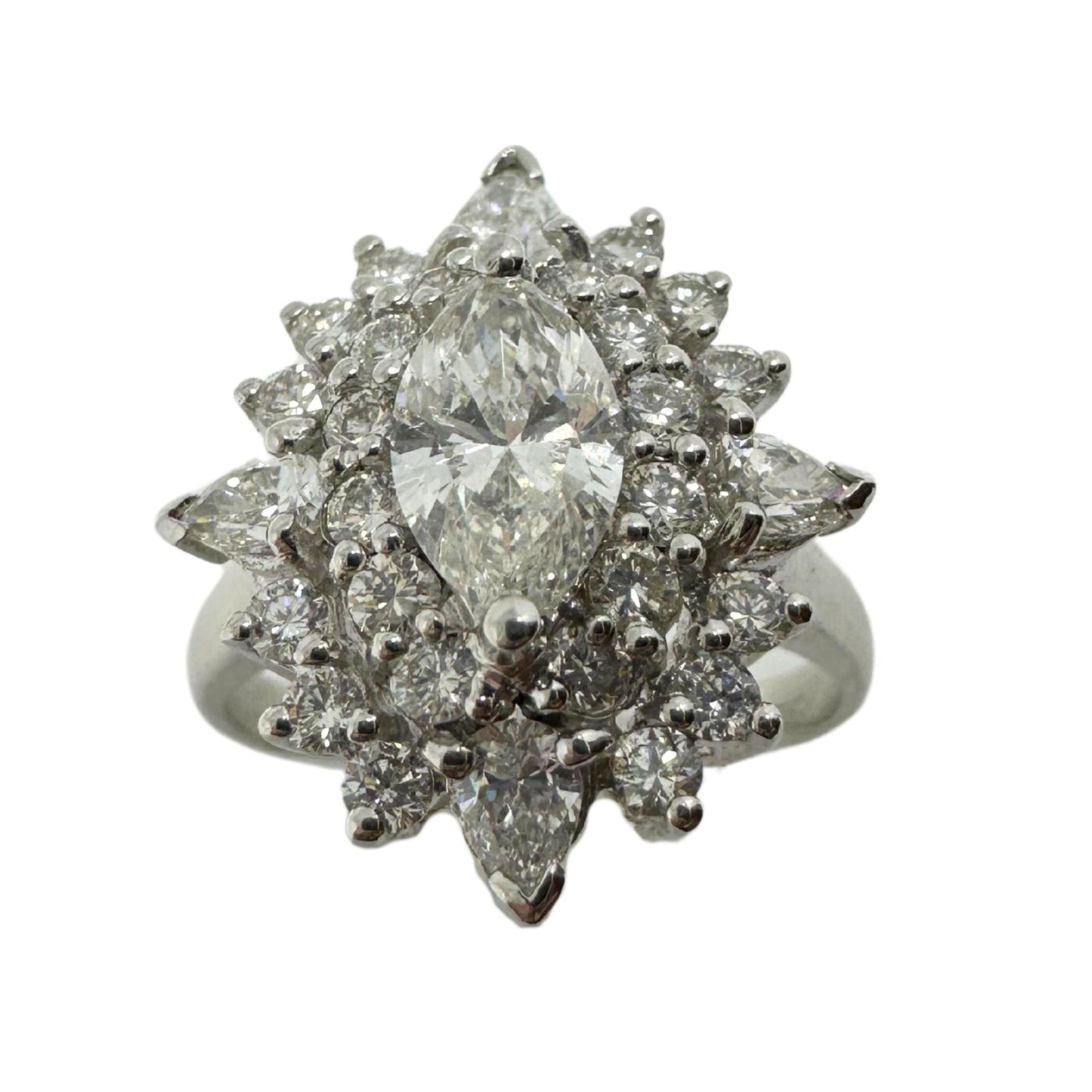 18K White Gold Marquise Cut Diamond Ring