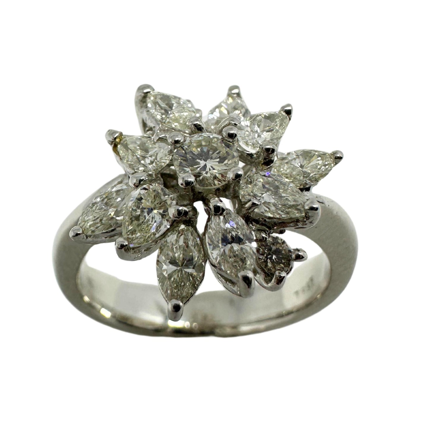 18K White Gold Marquise and Pear Cut Diamond Ring