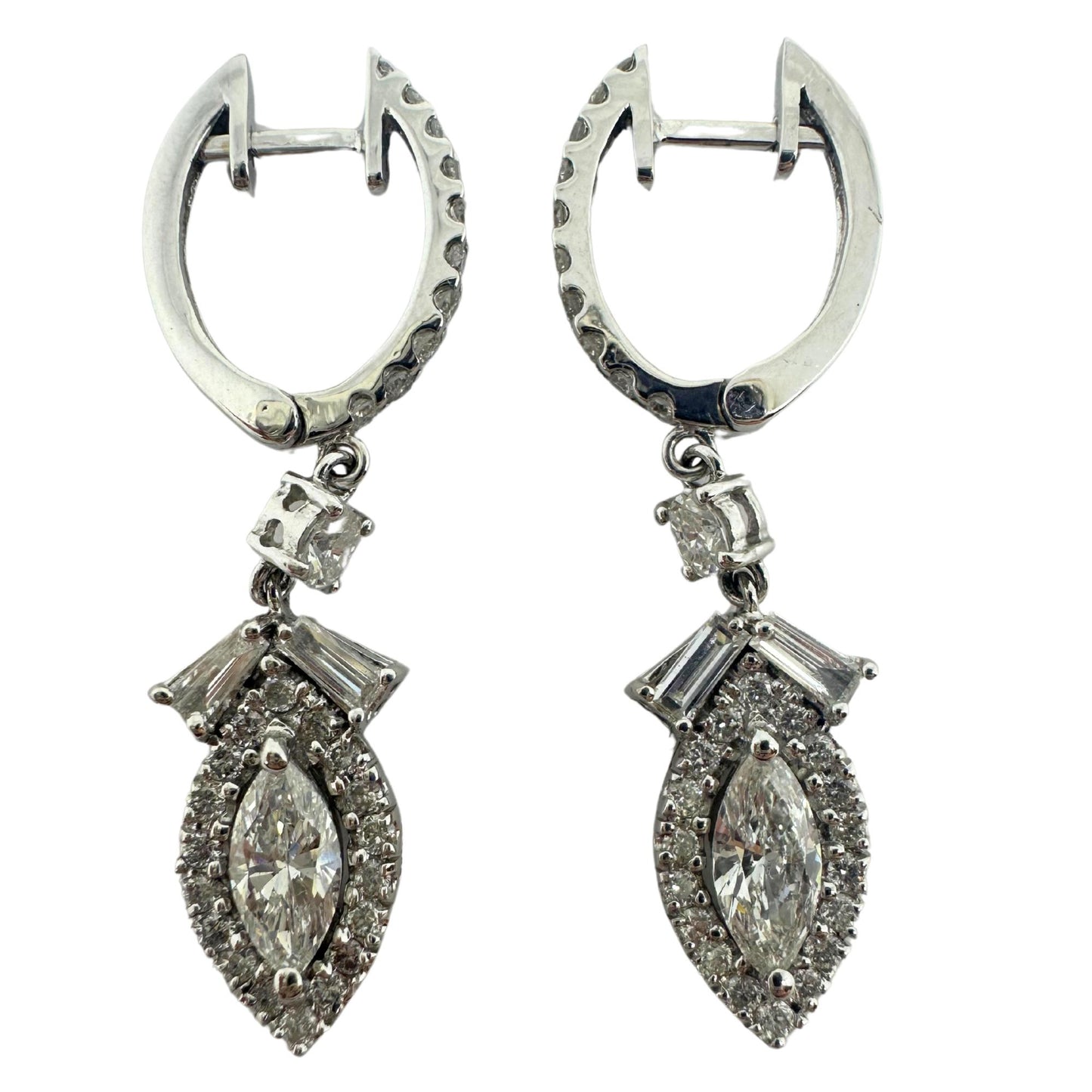 18K White Gold Marquise Diamond Earrings