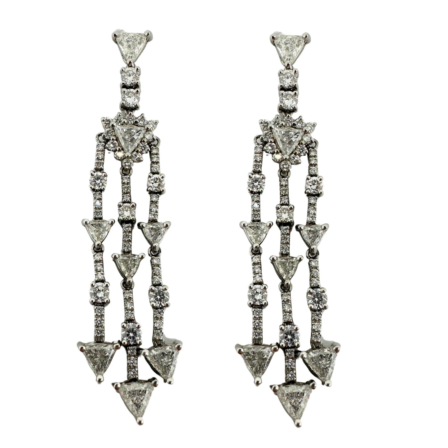 Platinum Trillion Cut Diamond Drop Earrings