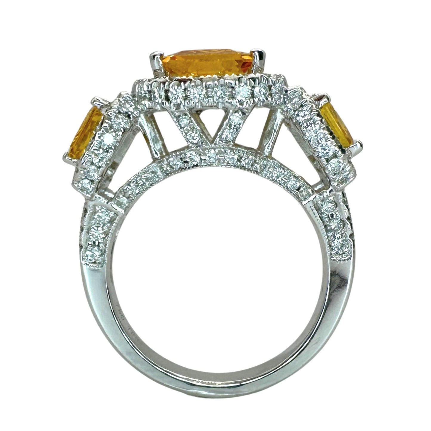 18k Diamond and Yellow Sapphire Three Stone Ring