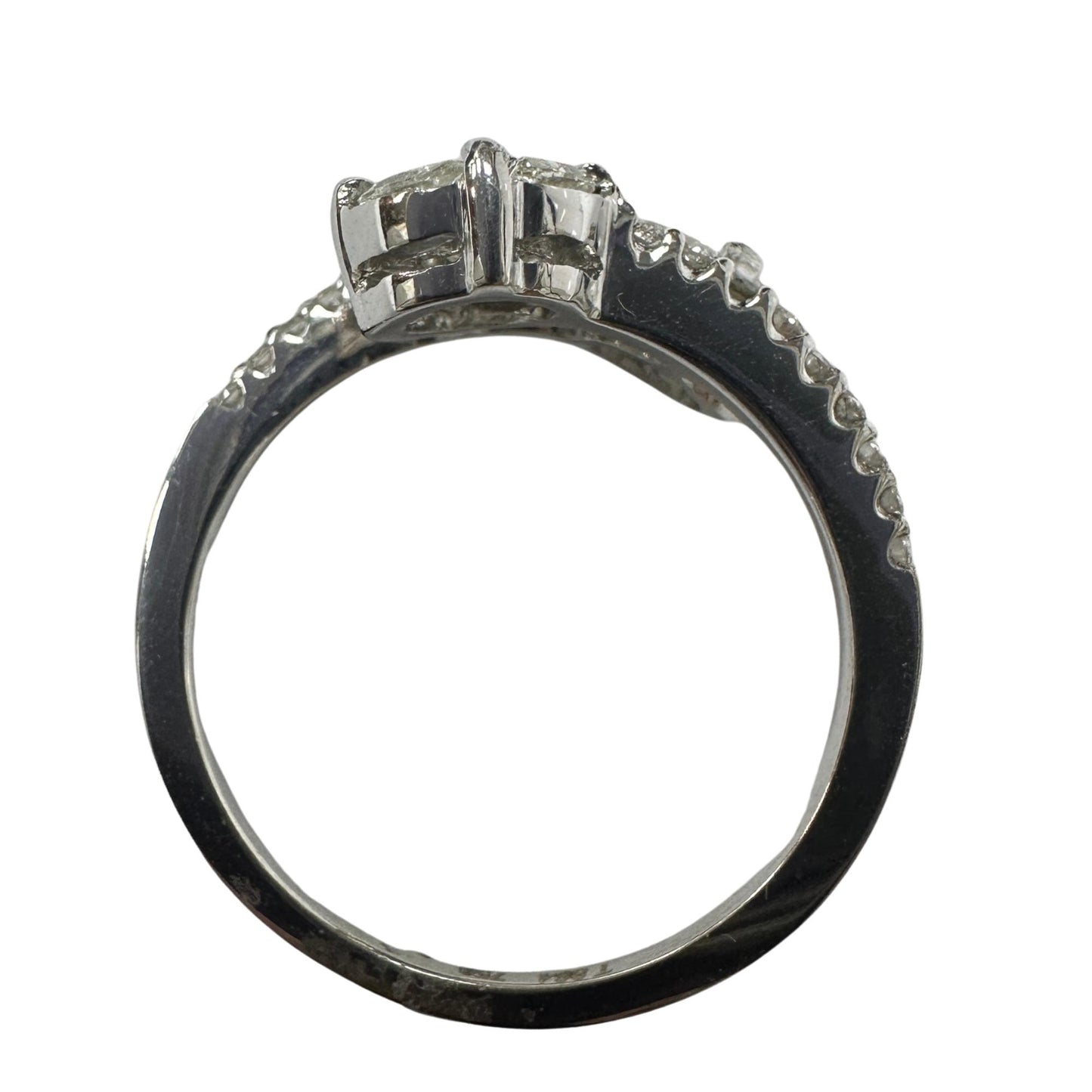18k White Gold Marquise Cut Diamond Bypass Ring