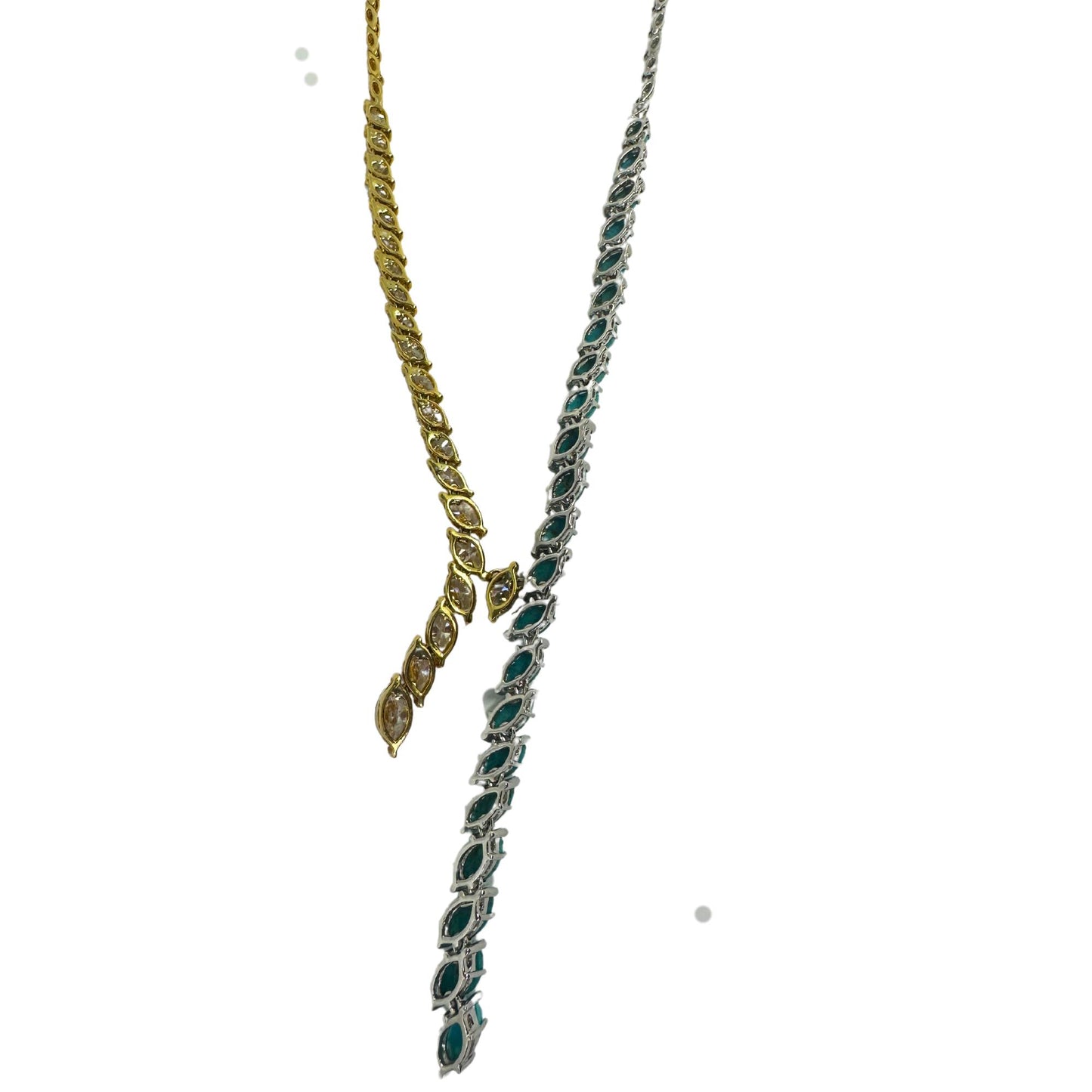18k Marquise Diamond and Turquoise Necklace