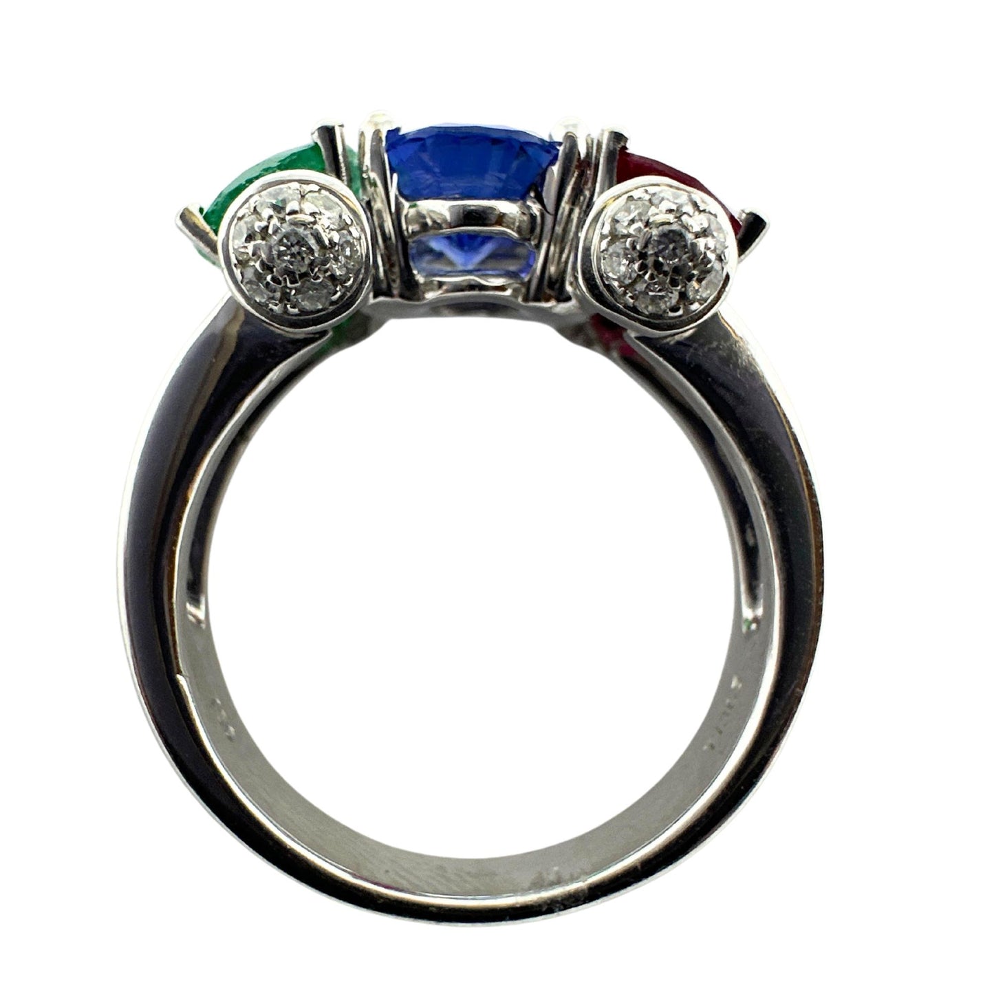 18K Diamond, Sapphire, Emerald and Ruby Ring