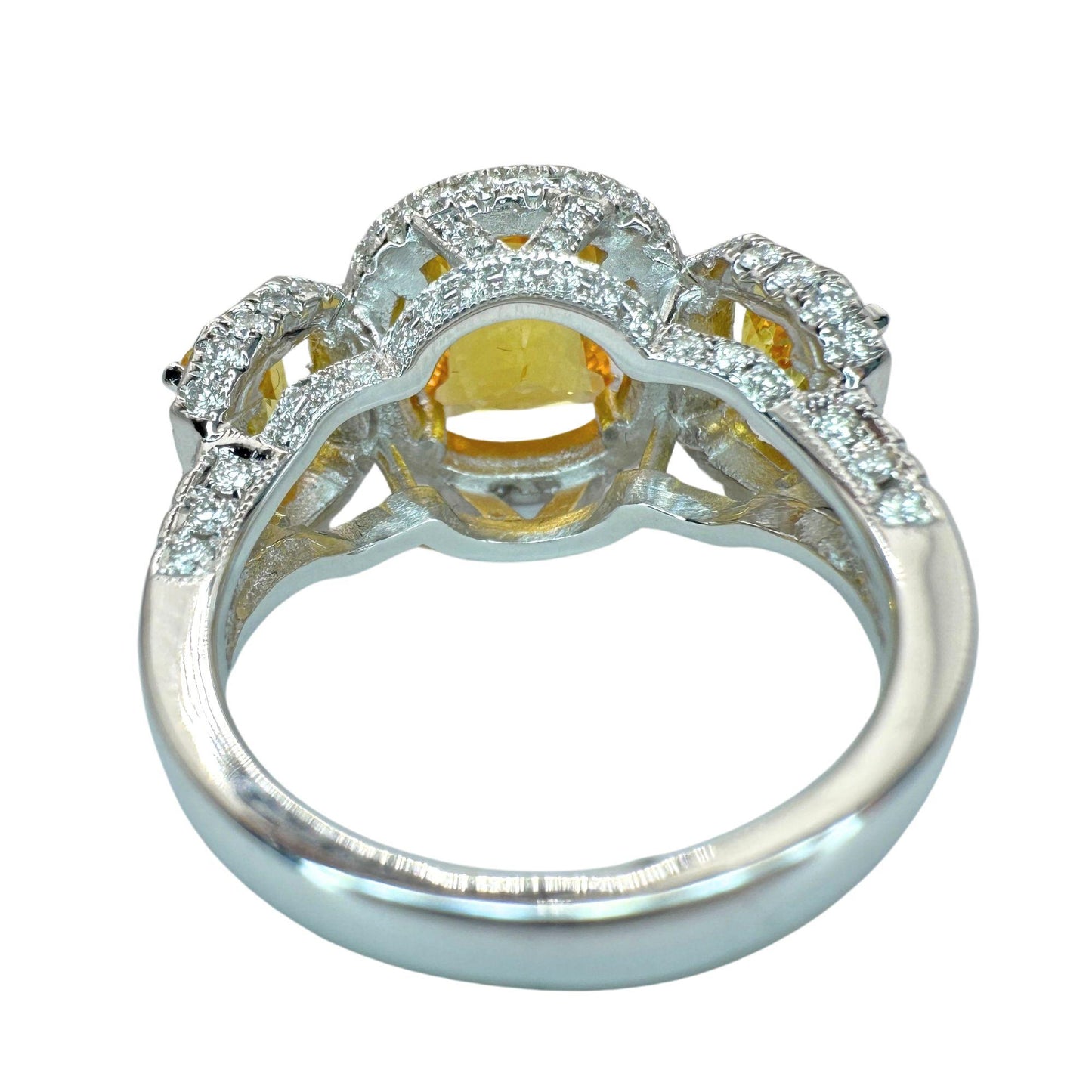 18k Diamond and Yellow Sapphire Three Stone Ring