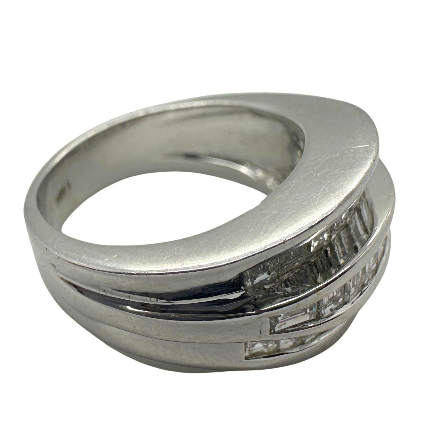 18k Baguette Cut Diamond Wide Band Ring