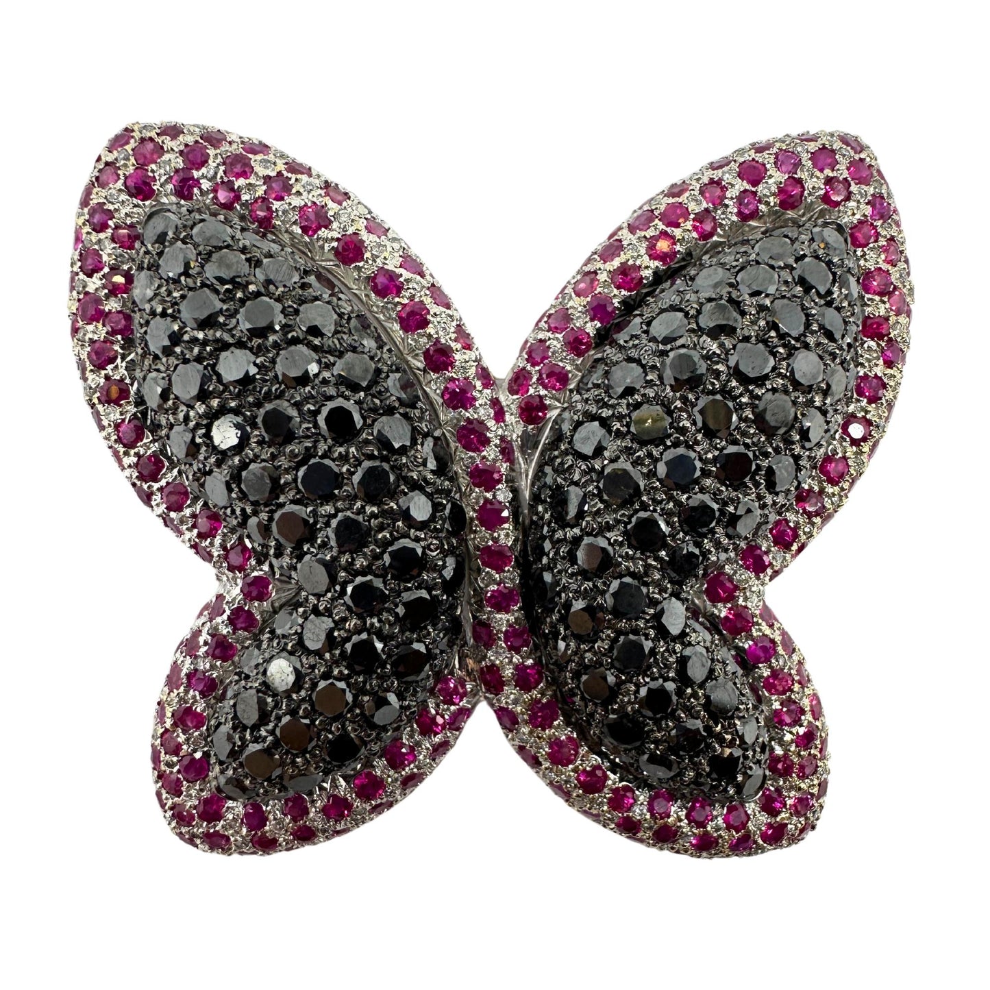 18K Ruby and Black Diamond Butterfly Brooch