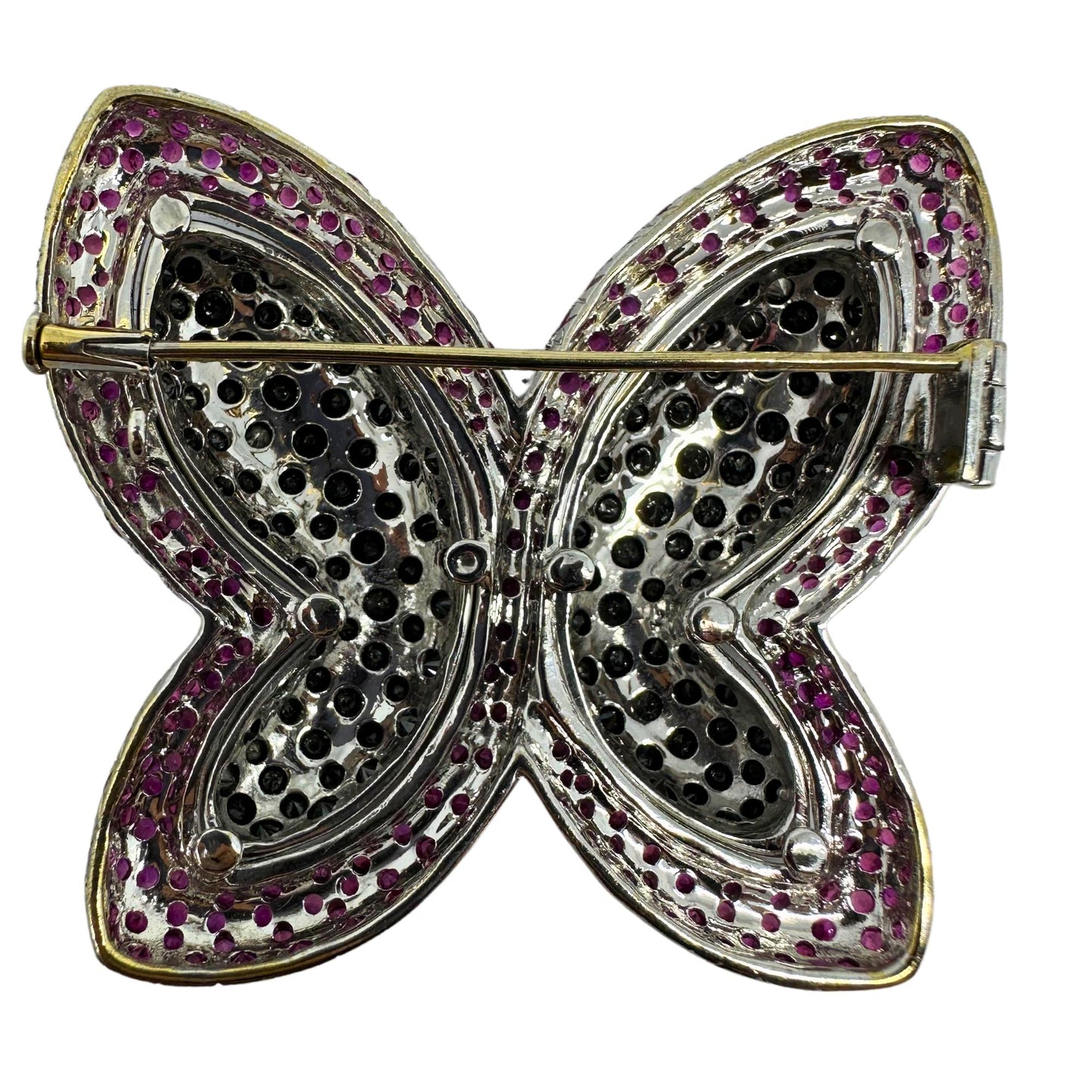 18K Ruby and Black Diamond Butterfly Brooch